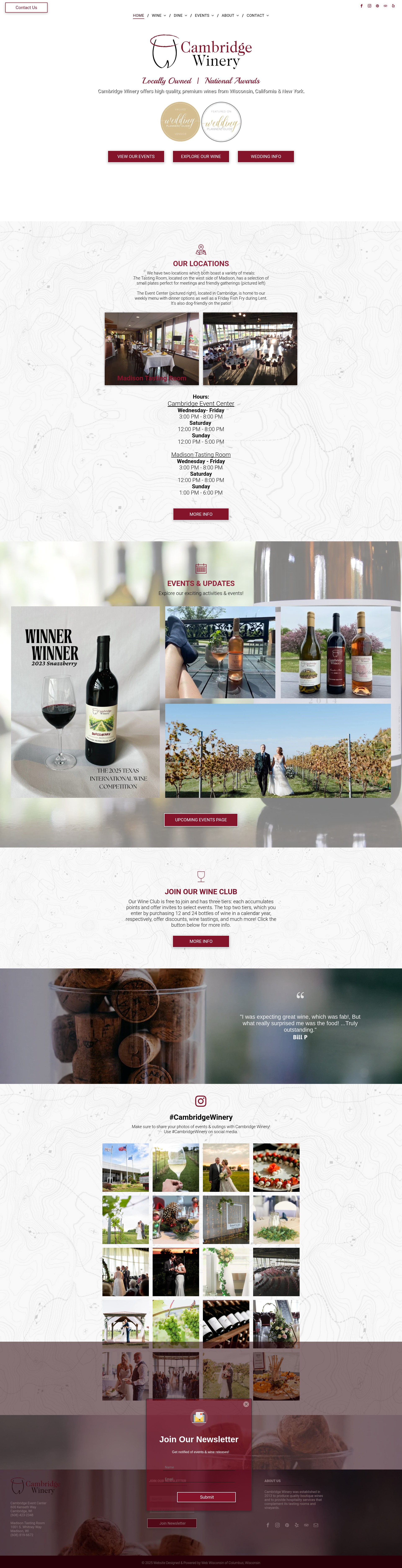 Screenshot of cambridgewinery.com