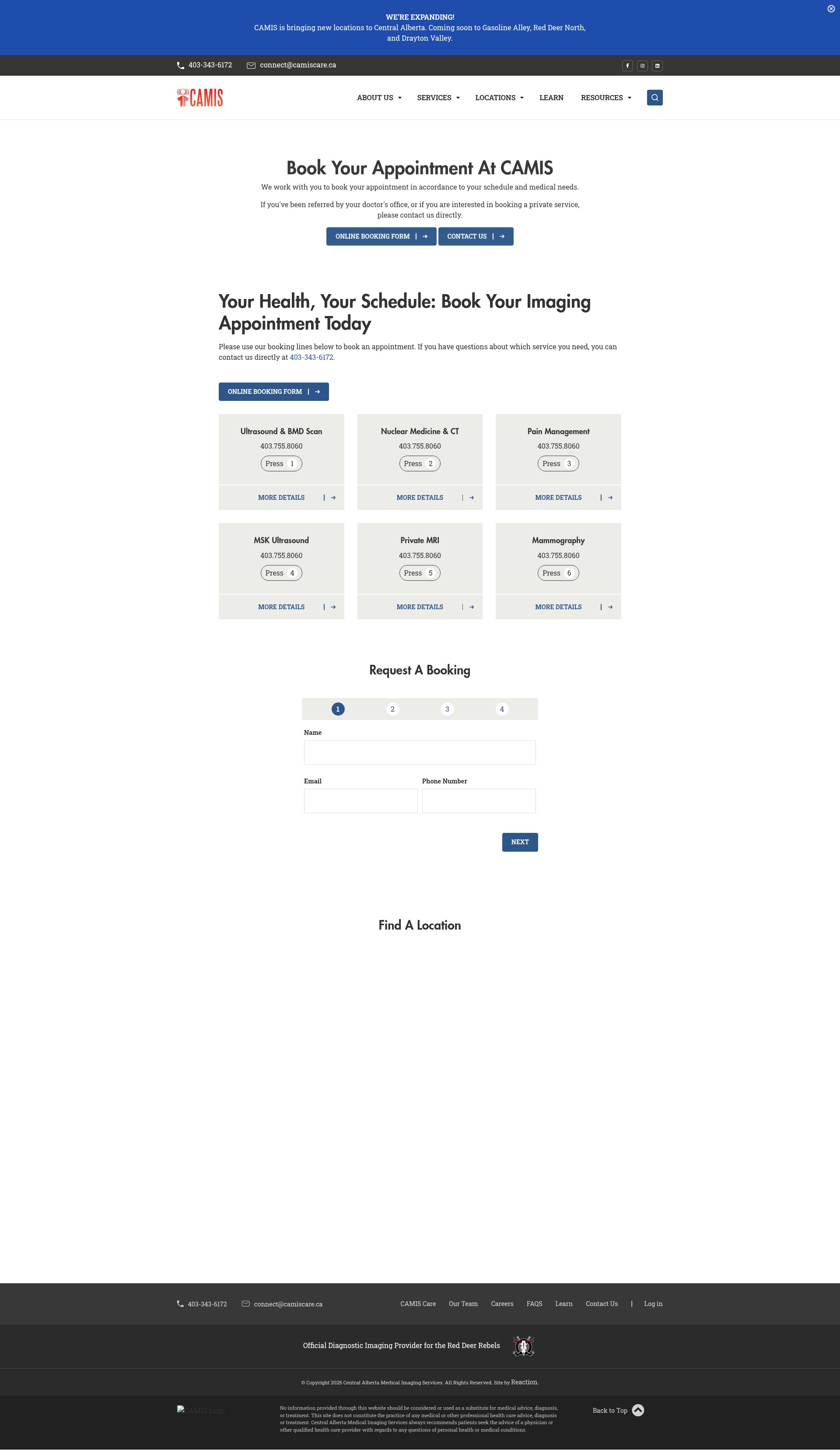 Screenshot of camiscare.ca