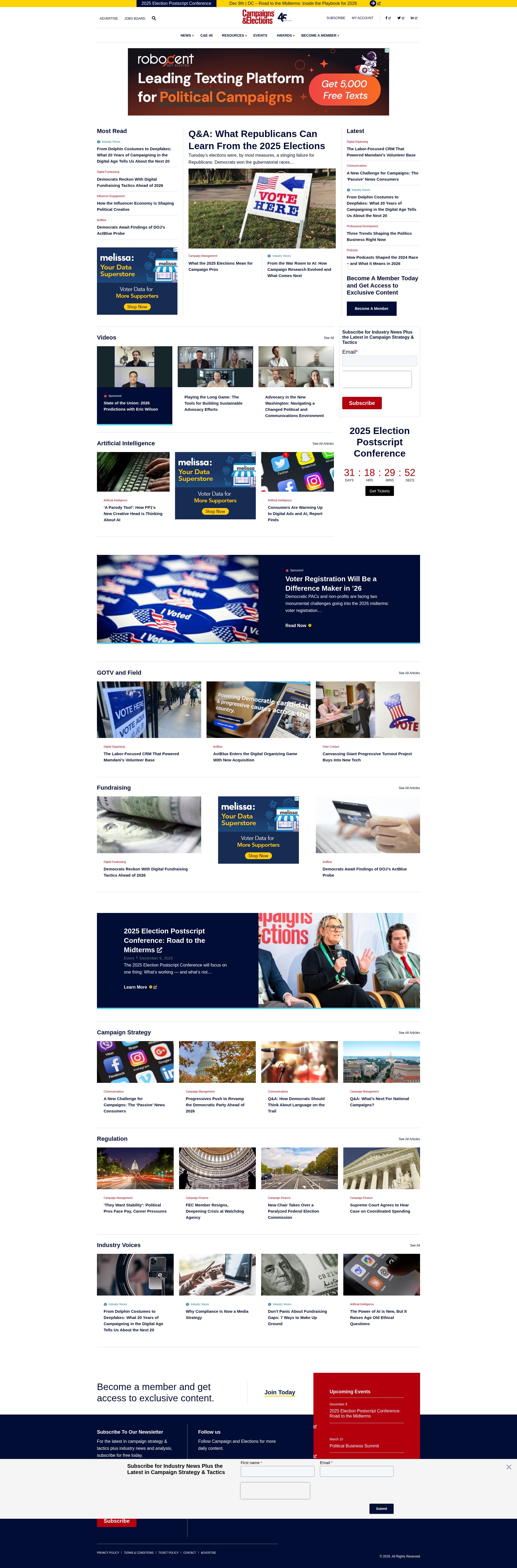 Screenshot of campaignsandelections.com