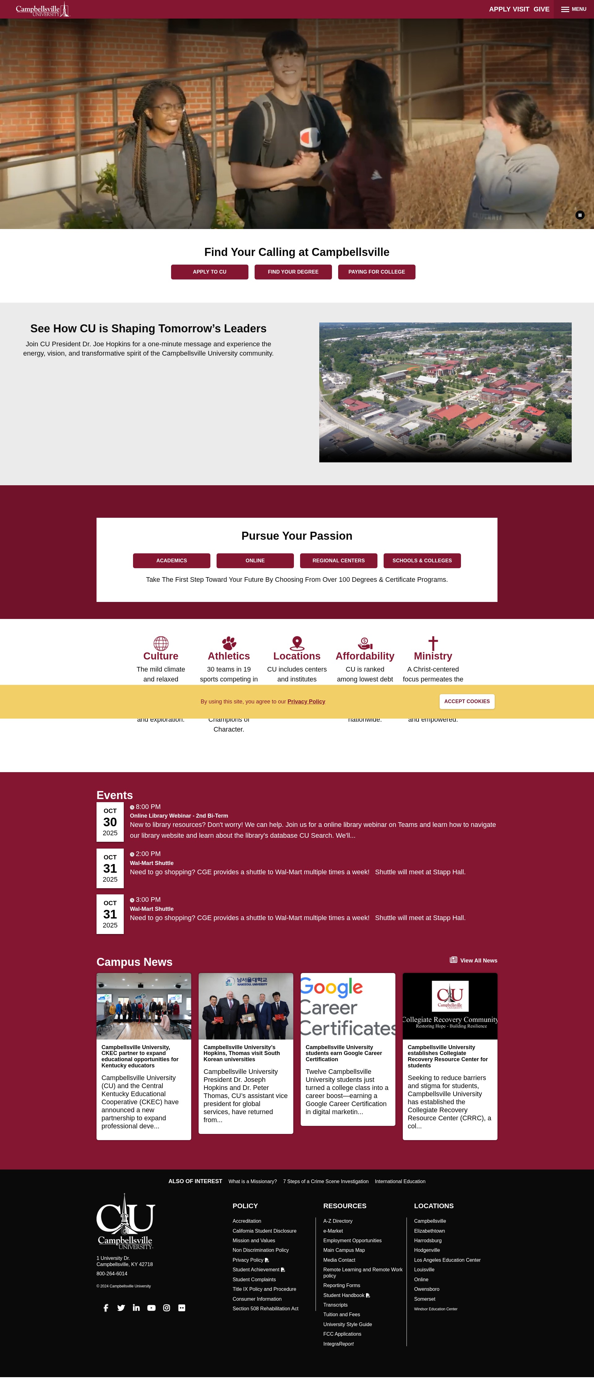 Screenshot of campbellsville.edu