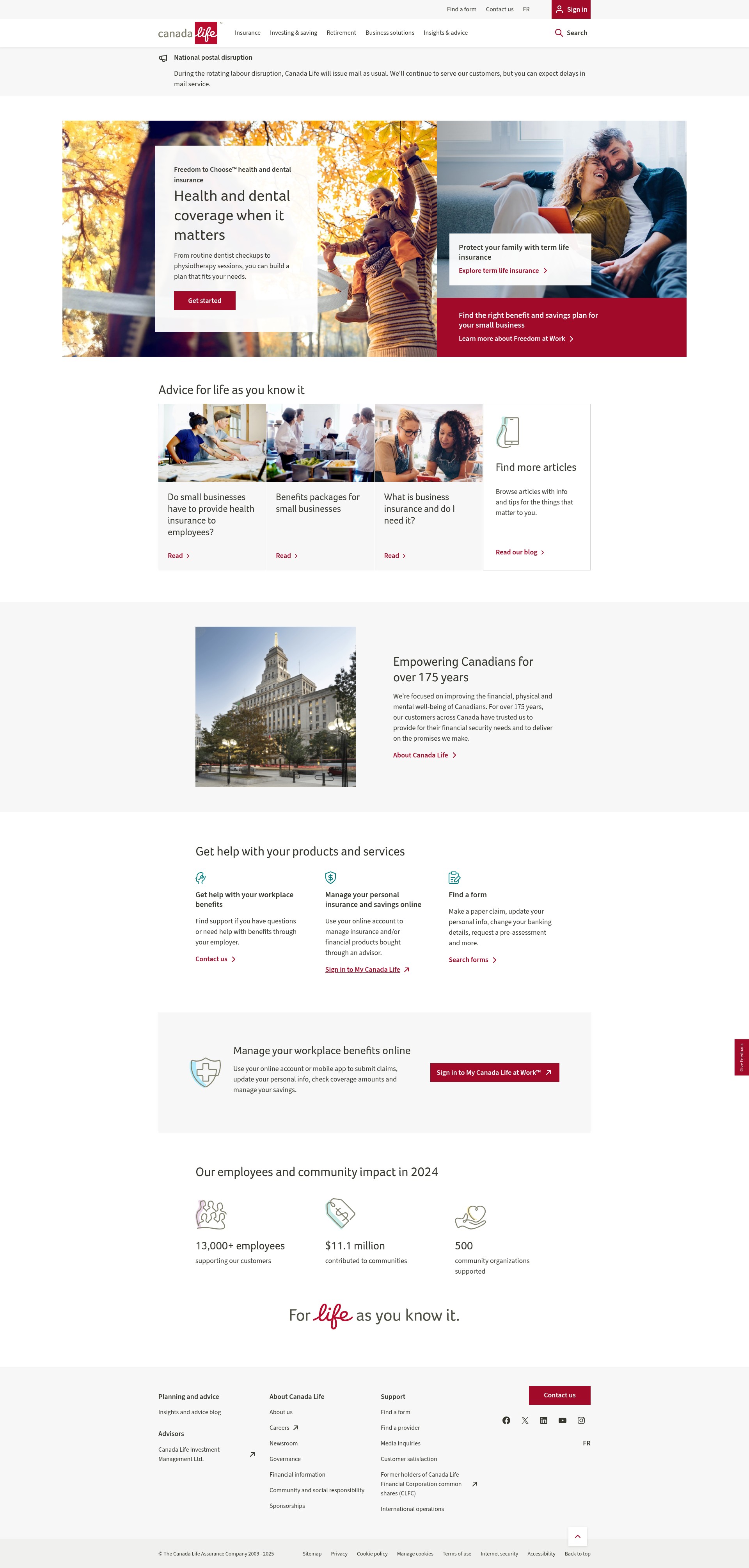 Screenshot of canadalife.com