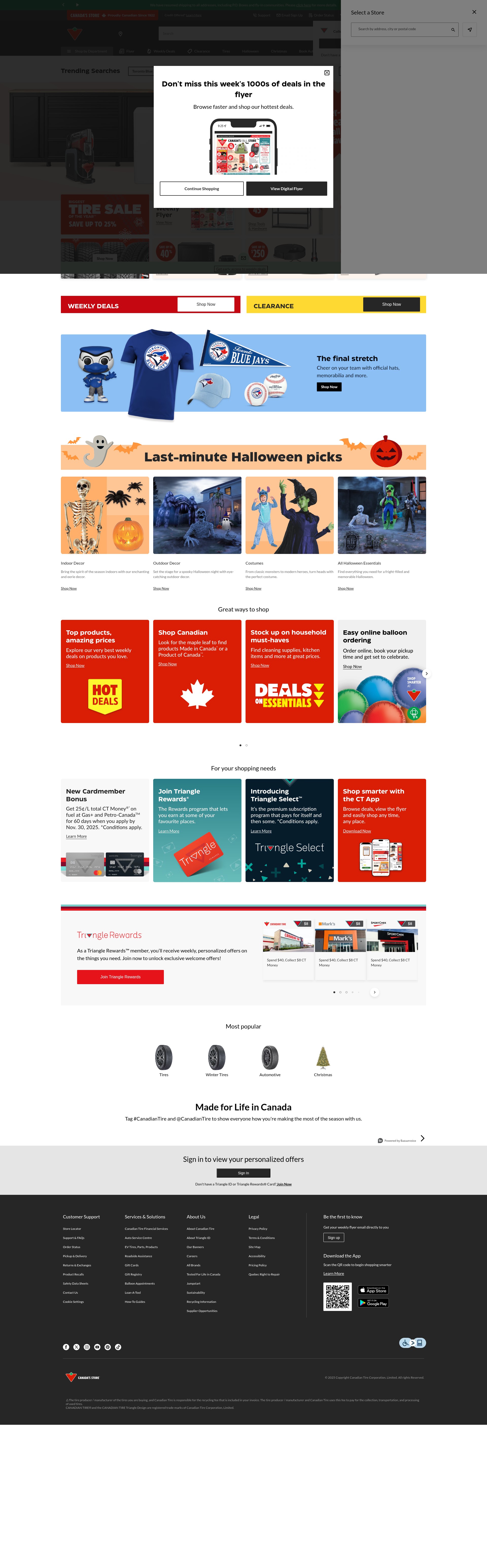 Screenshot of canadiantire.ca