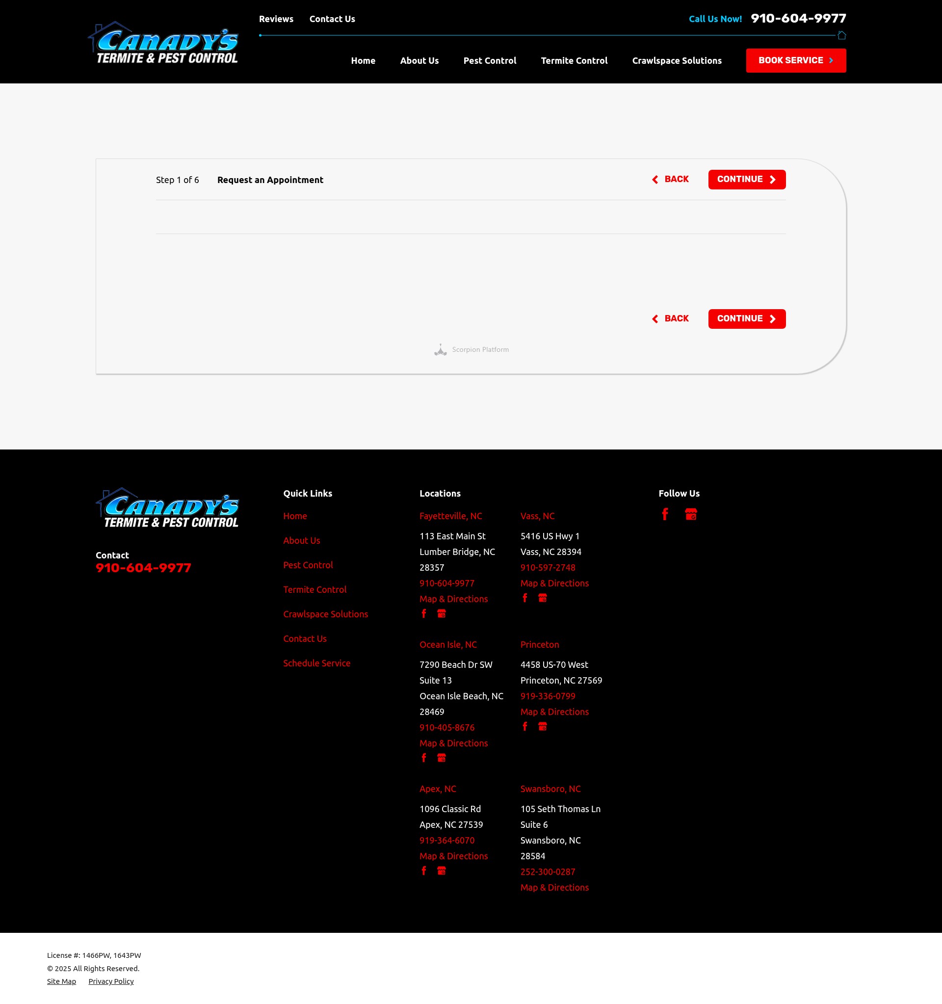 Screenshot of canadyspestcontrolservice.com