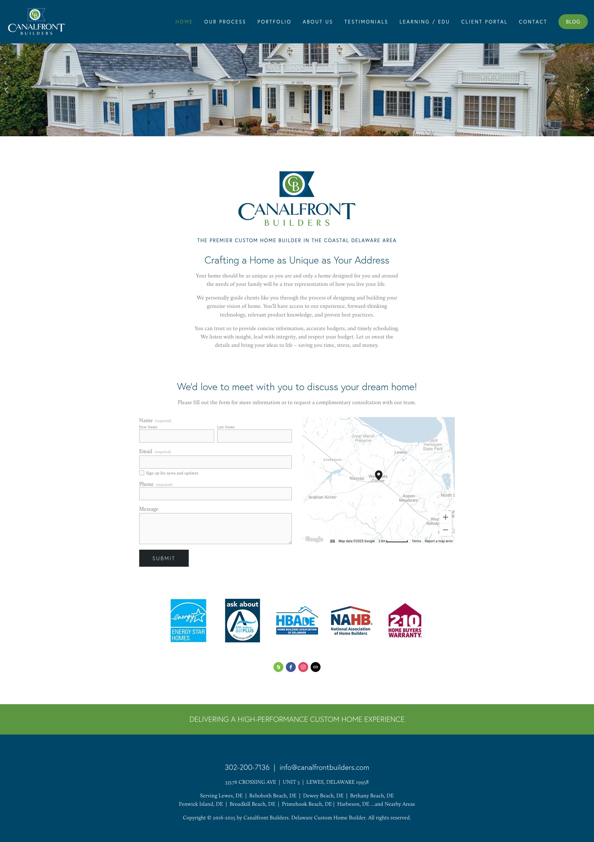 Screenshot of canalfrontbuilders.com