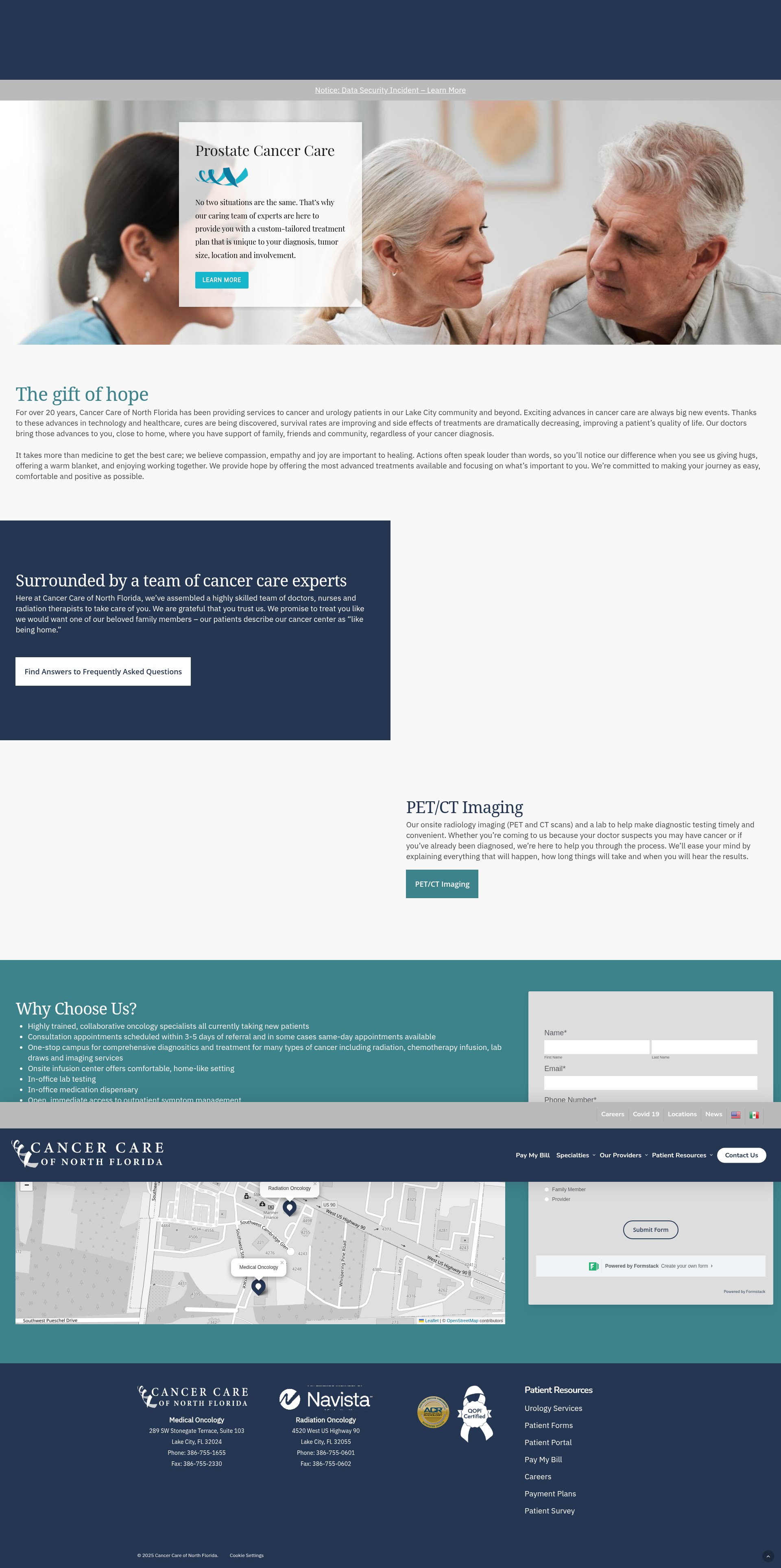 Screenshot of cancercareofnorthflorida.com