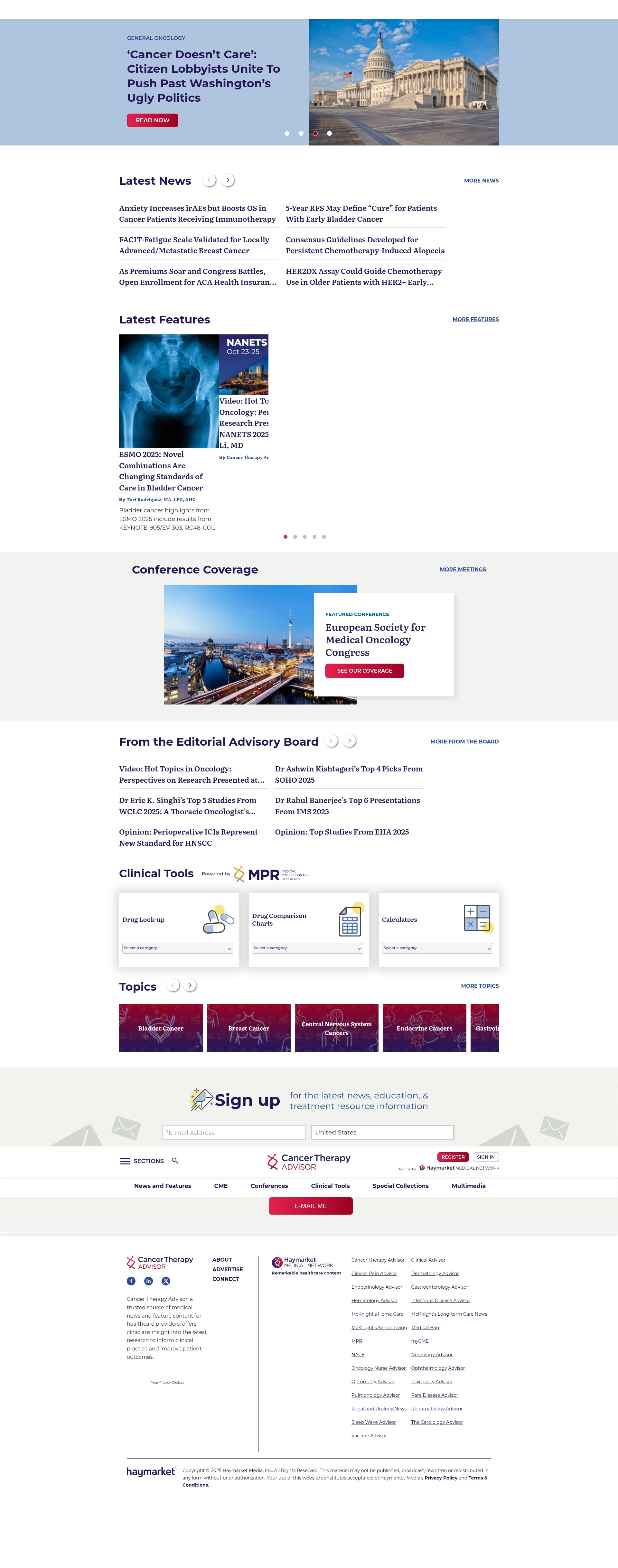 Screenshot of cancertherapyadvisor.com