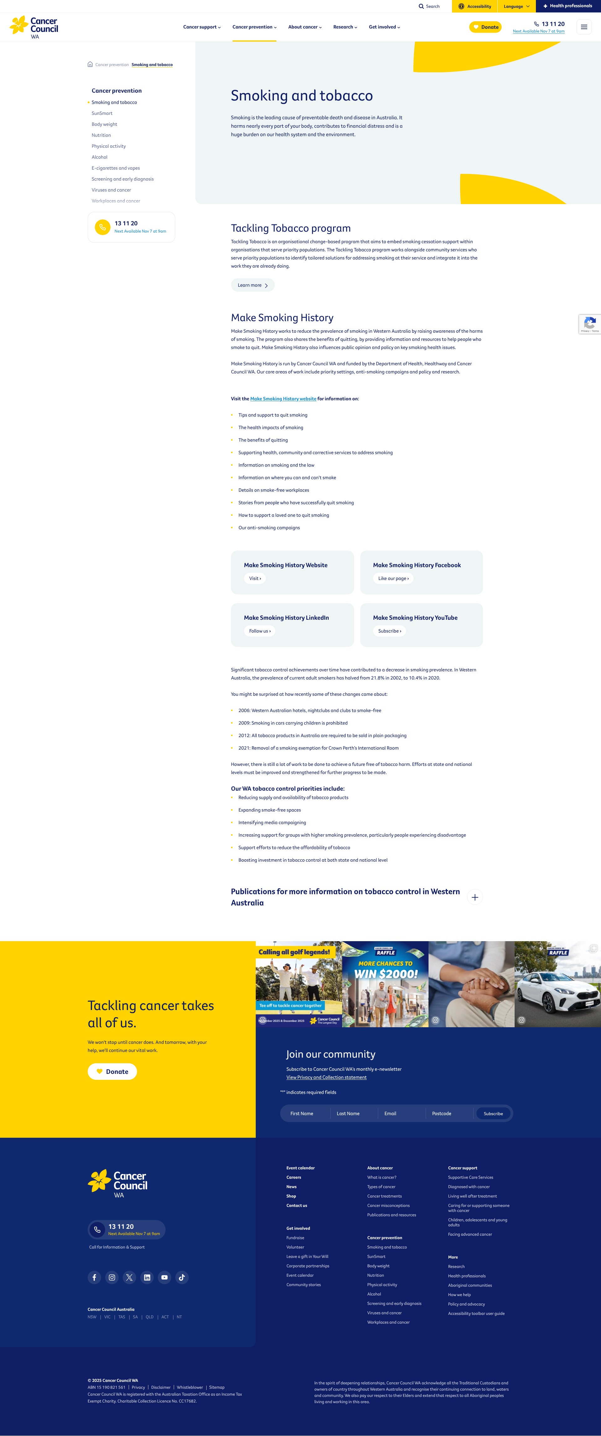 Screenshot of cancerwa.asn.au