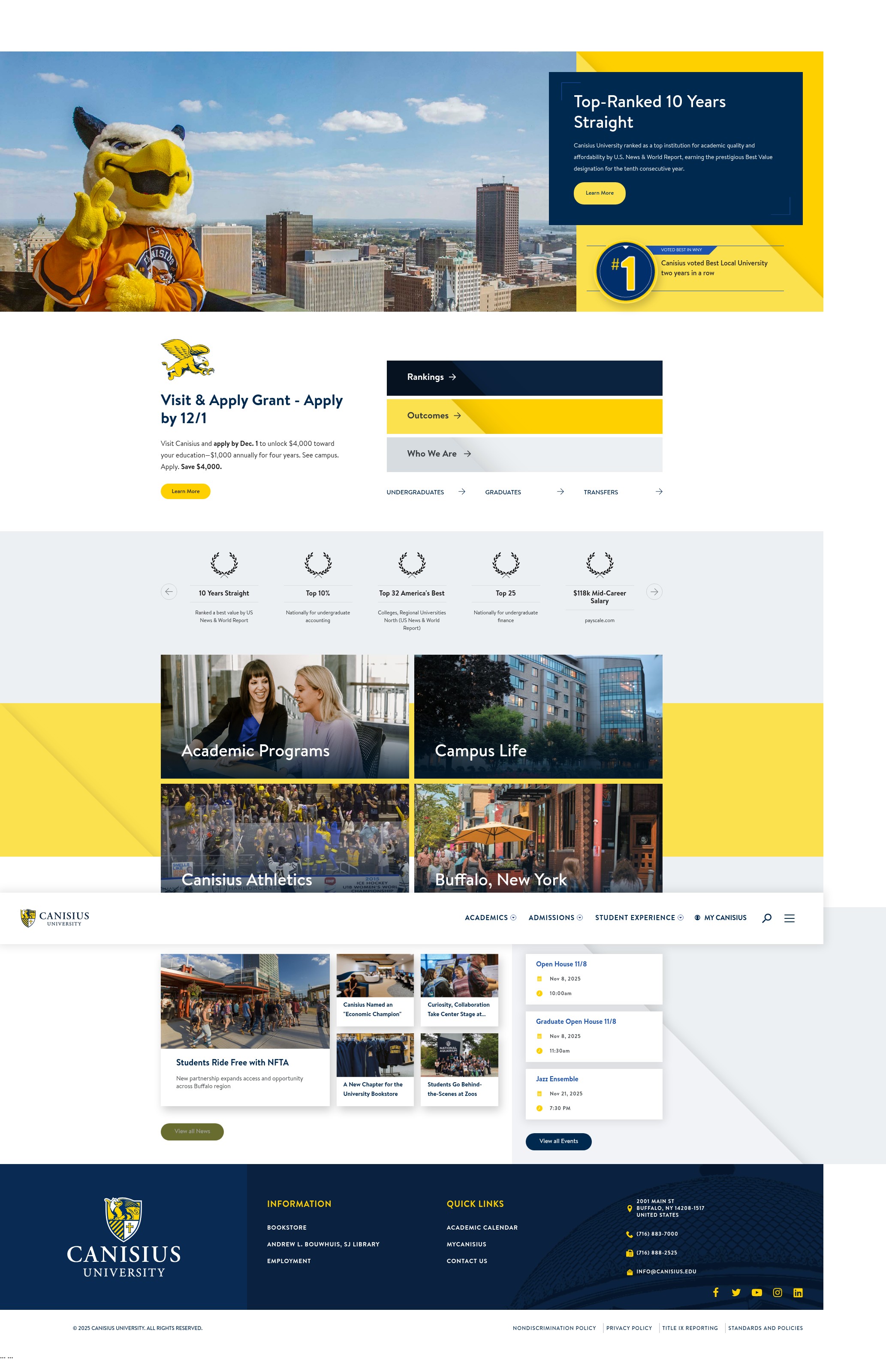 Screenshot of canisius.edu
