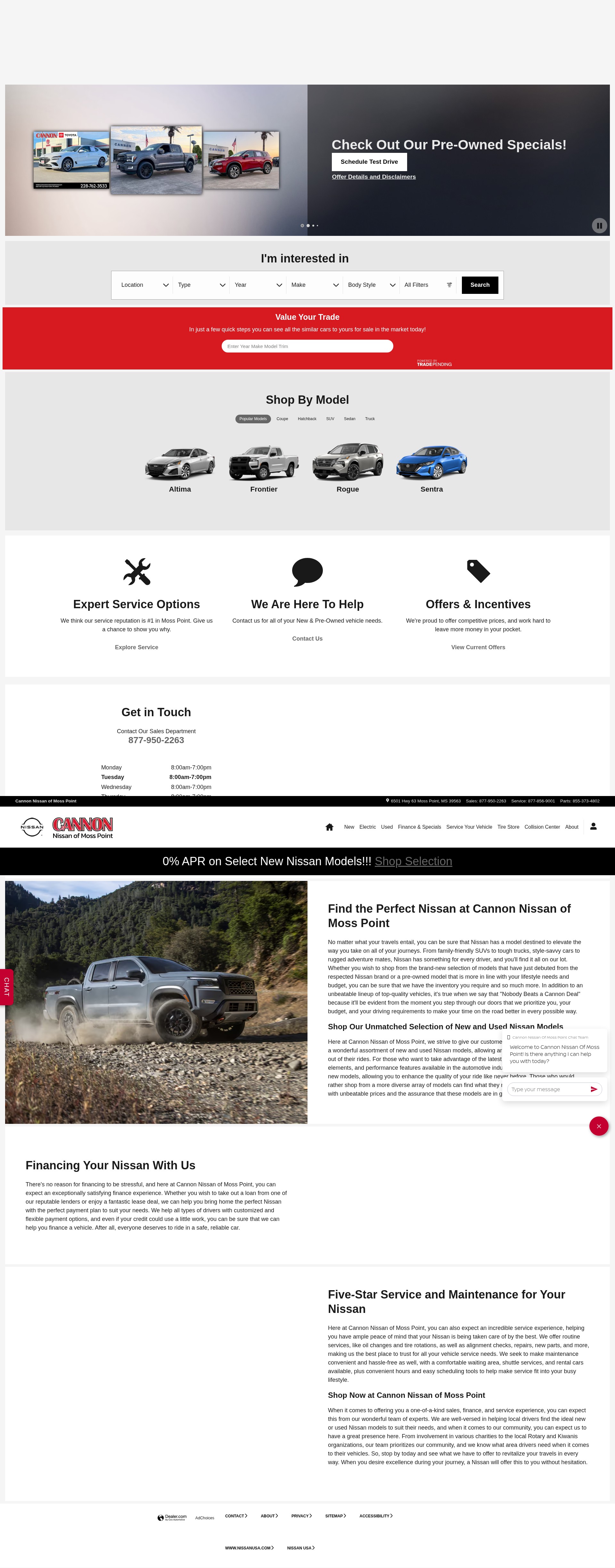 Screenshot of cannonnissanmosspoint.com