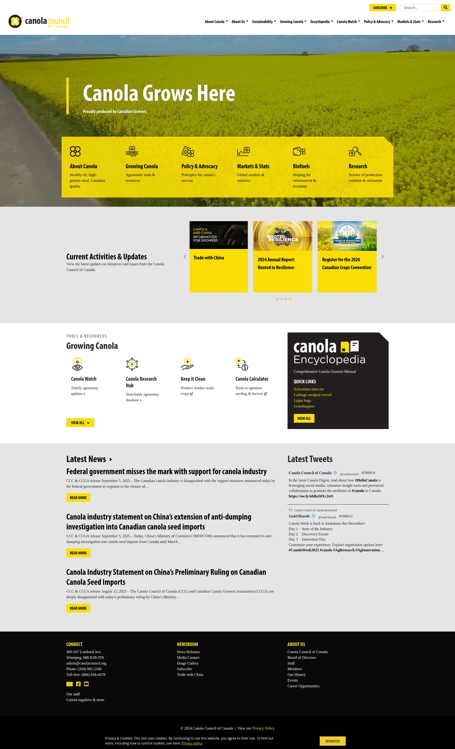 Screenshot of canolacouncil.org