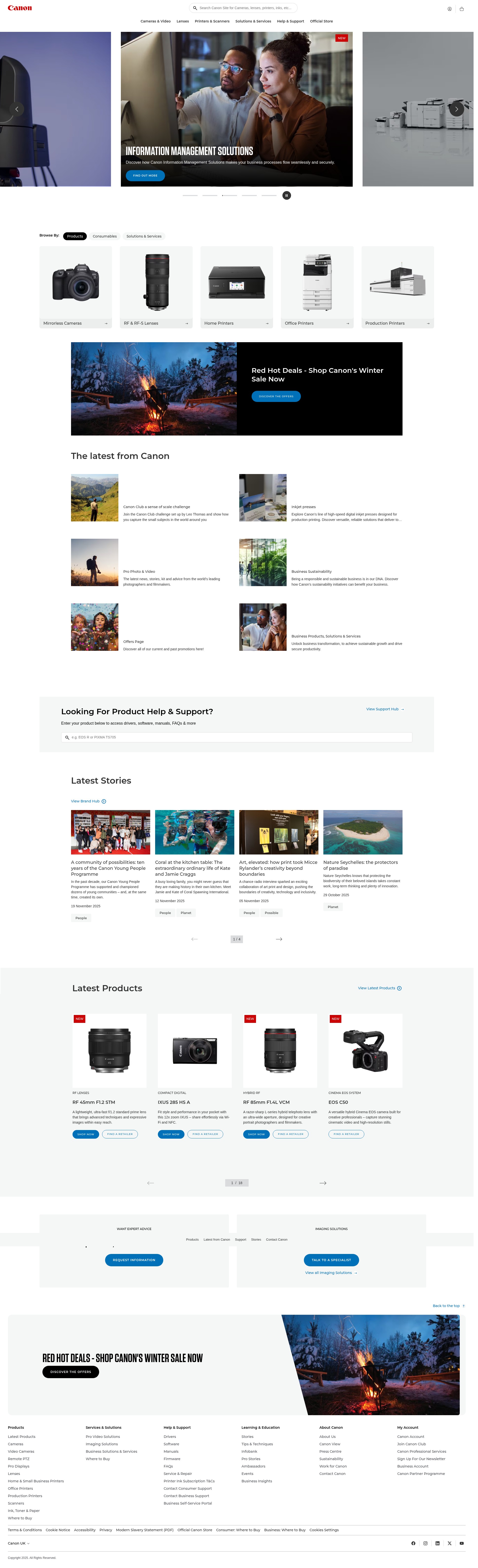 Screenshot of canon.co.uk