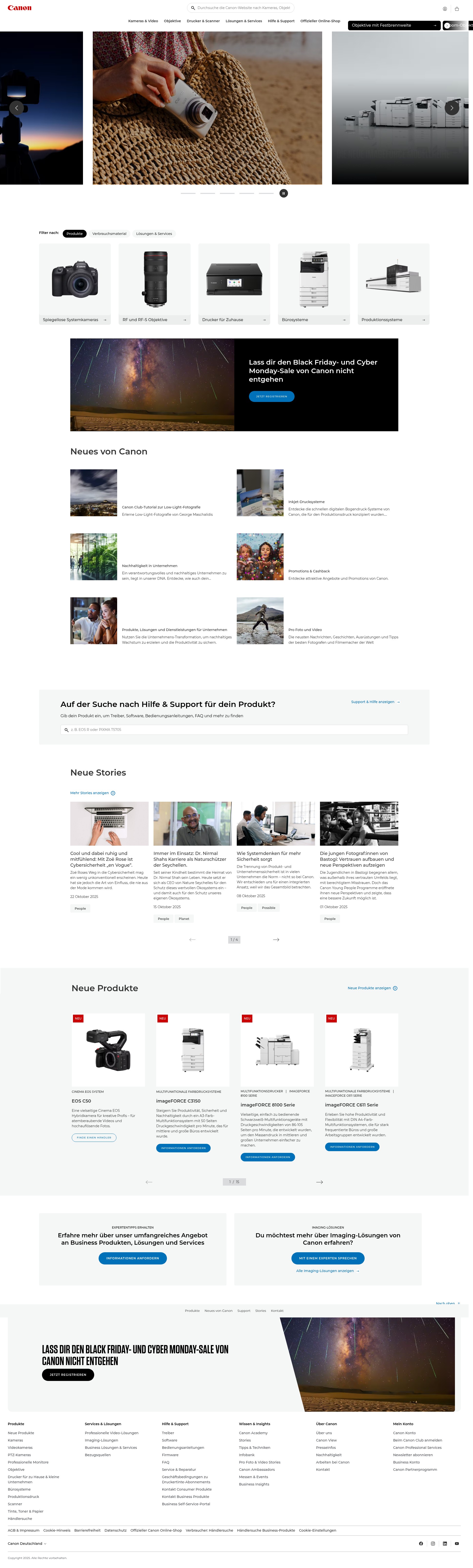 Screenshot of canon.de