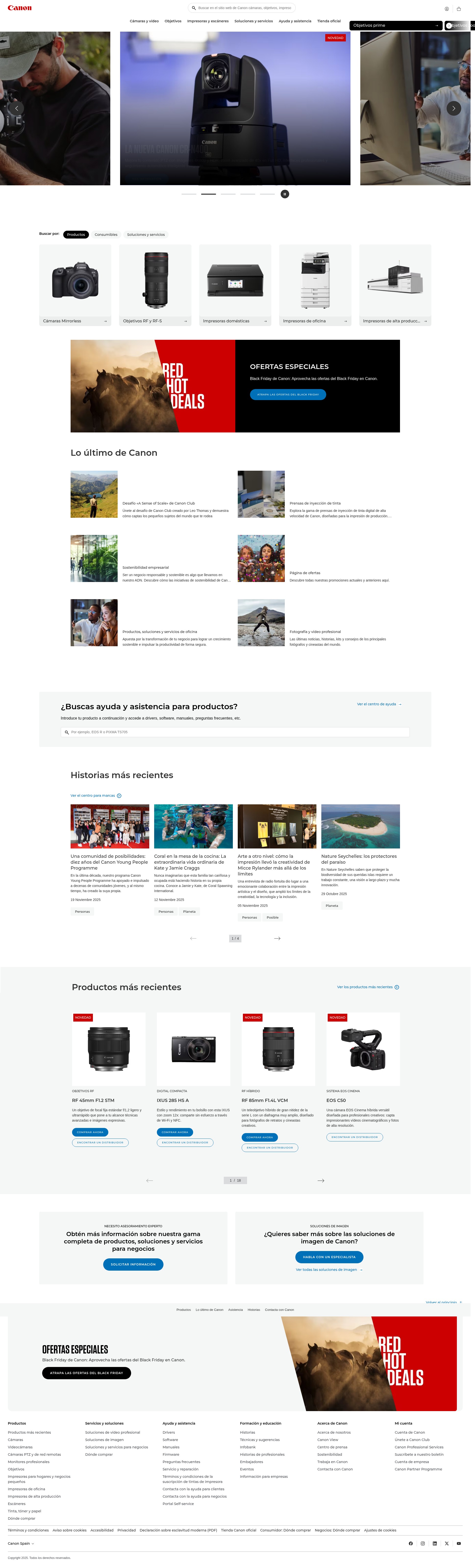 Screenshot of canon.es