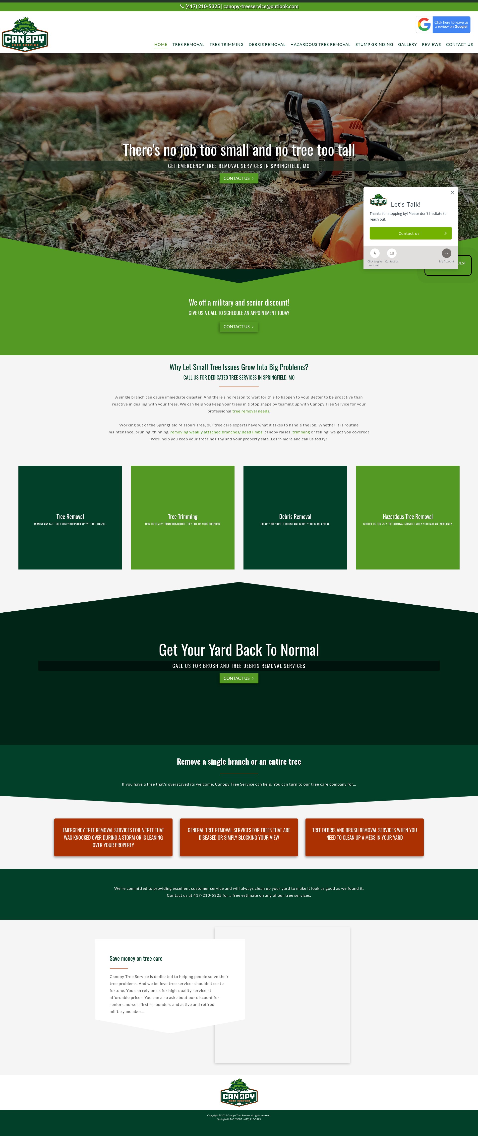 Screenshot of canopytreeservicemo.com