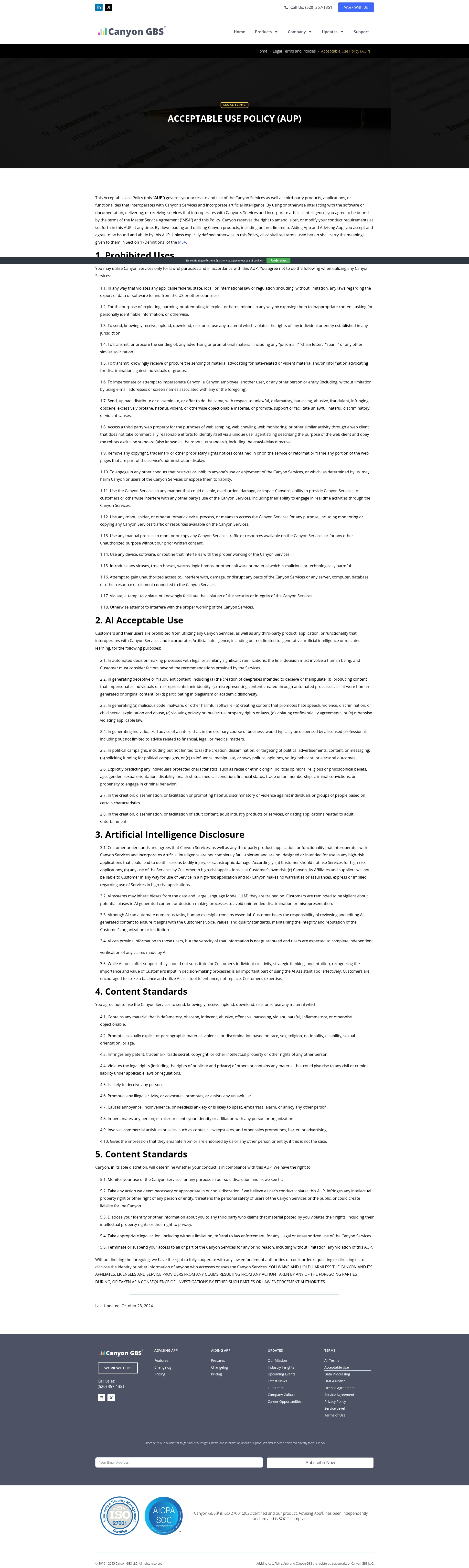 Screenshot of canyongbs.com