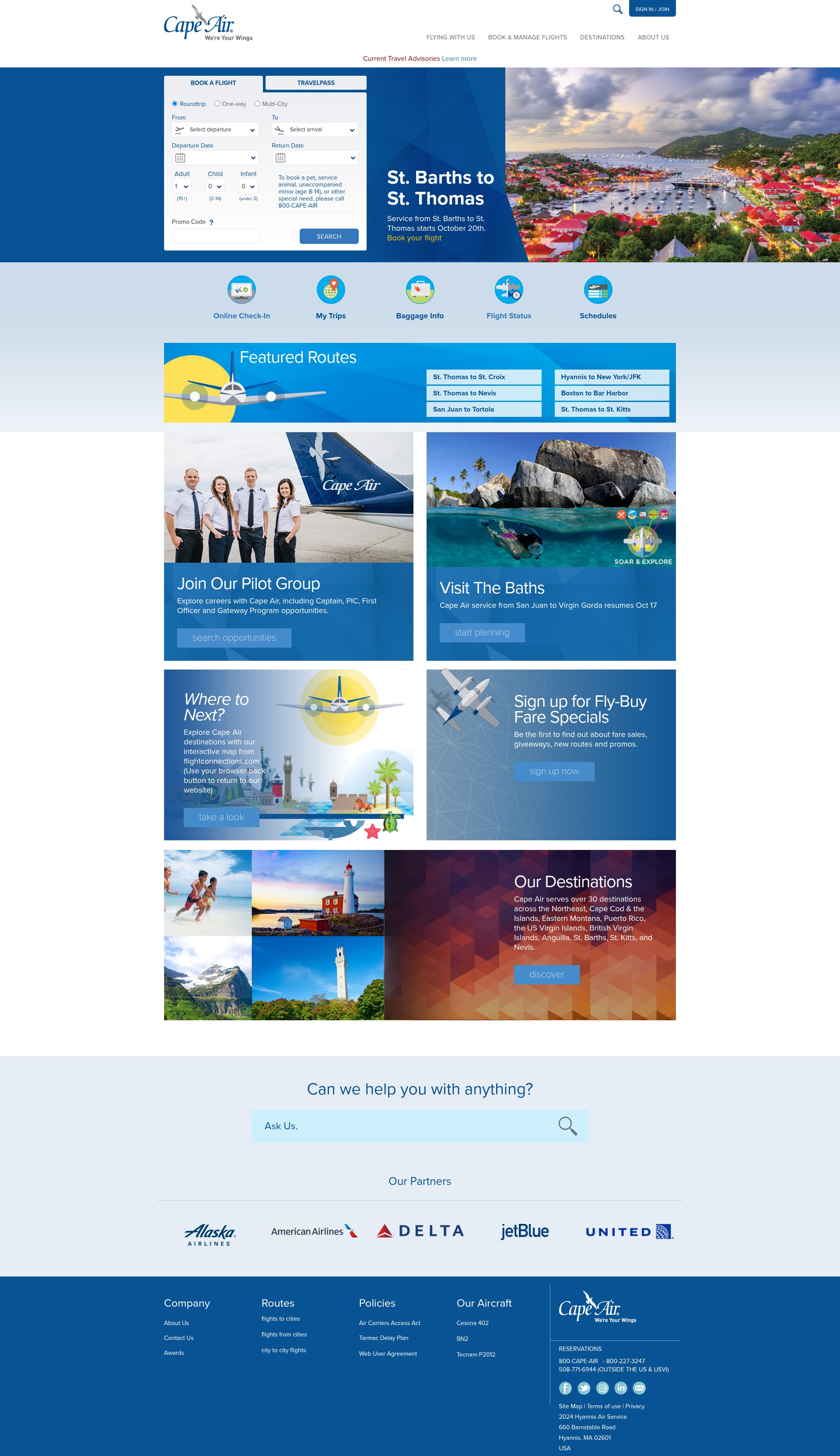 Screenshot of capeair.com