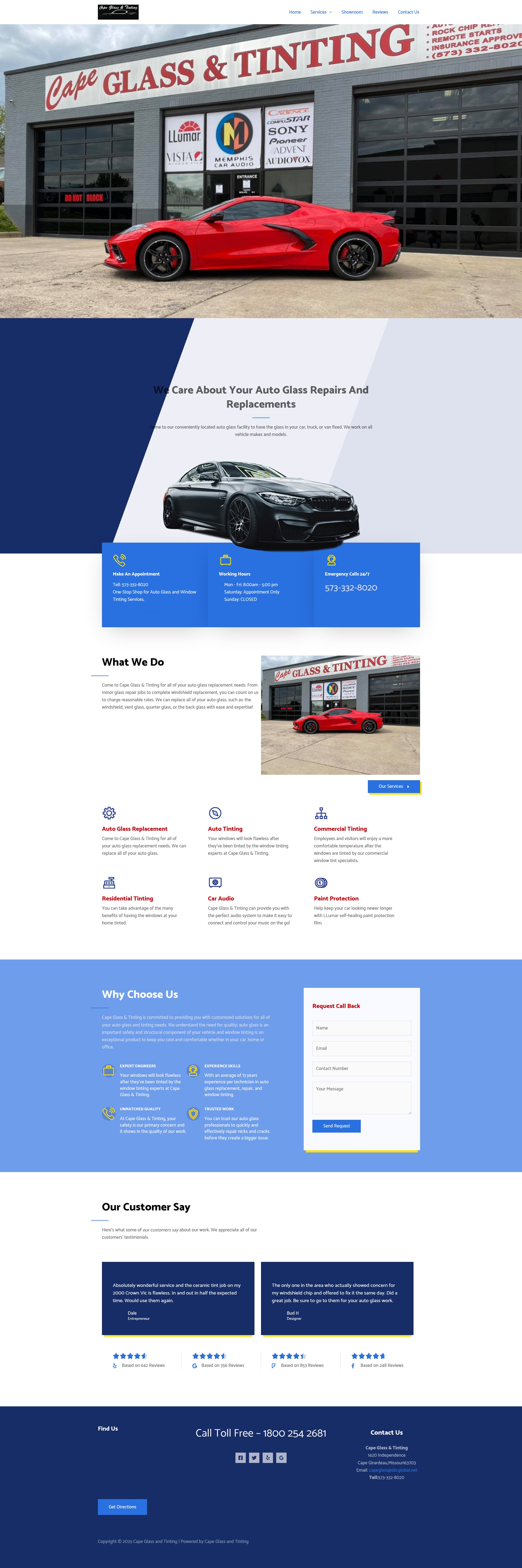 Screenshot of capeglassandtinting.com