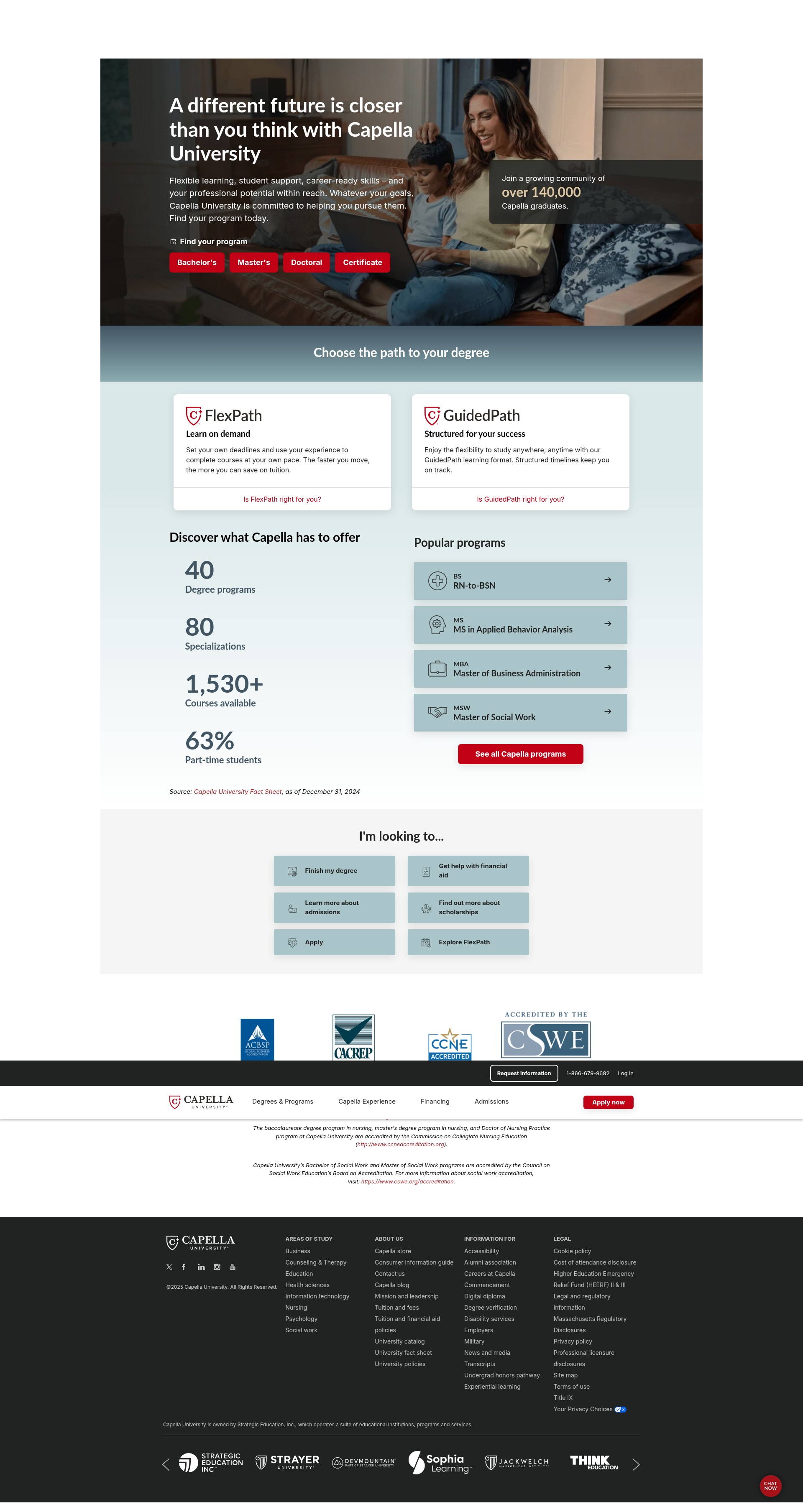 Screenshot of capella.edu