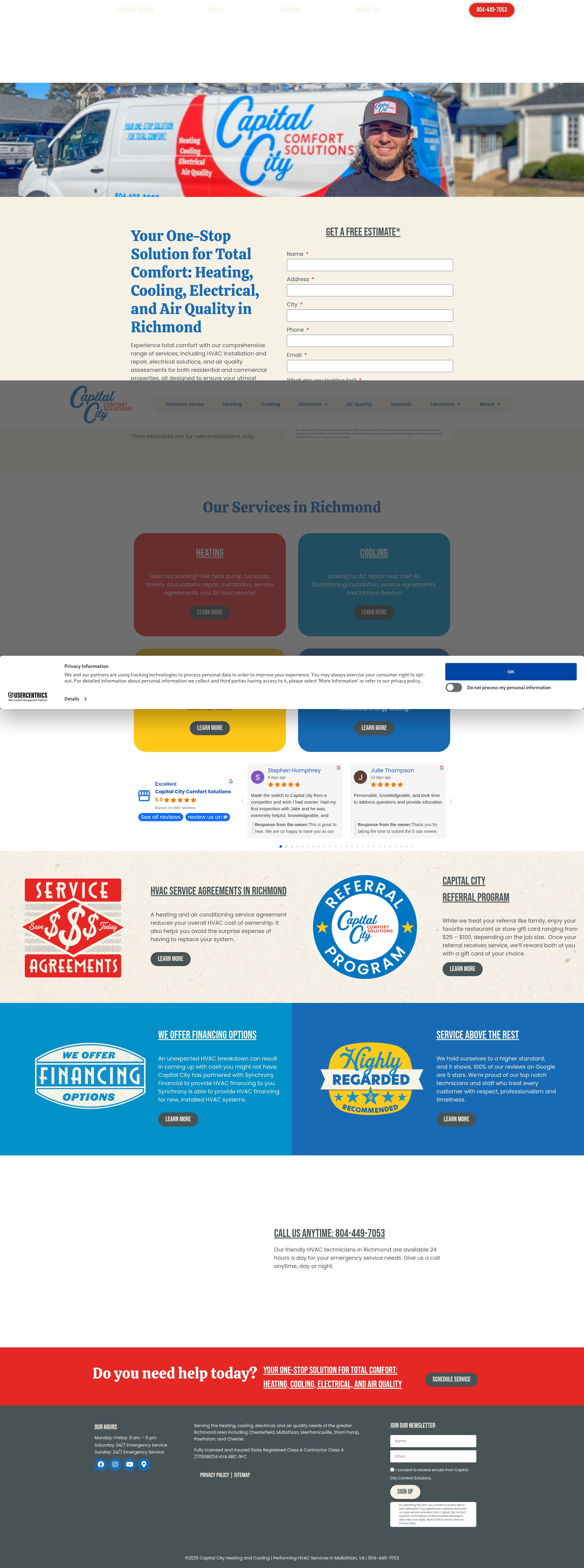 Screenshot of capitalcitycomfortsolutions.com