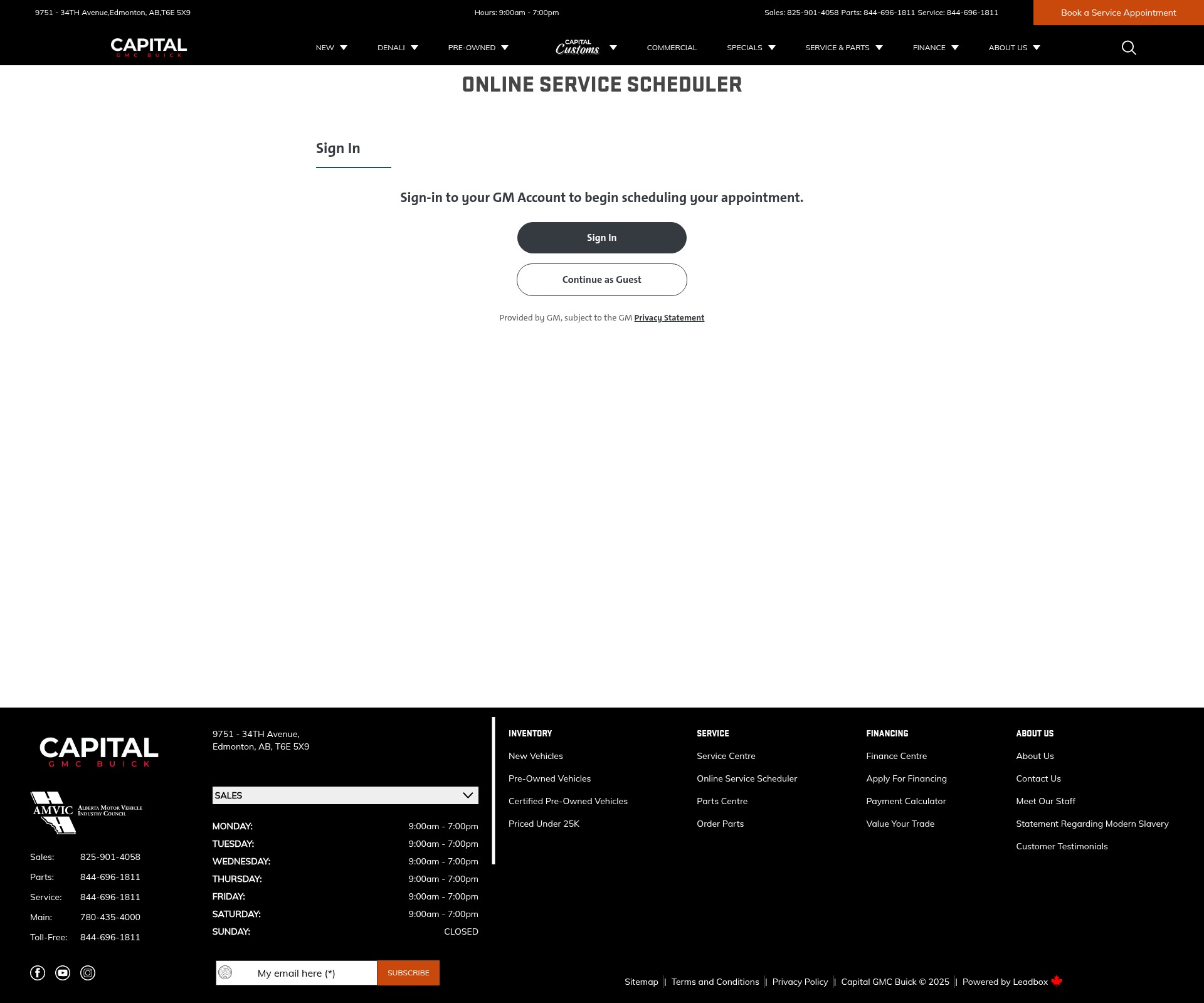 Screenshot of capitalgmcbuick.ca