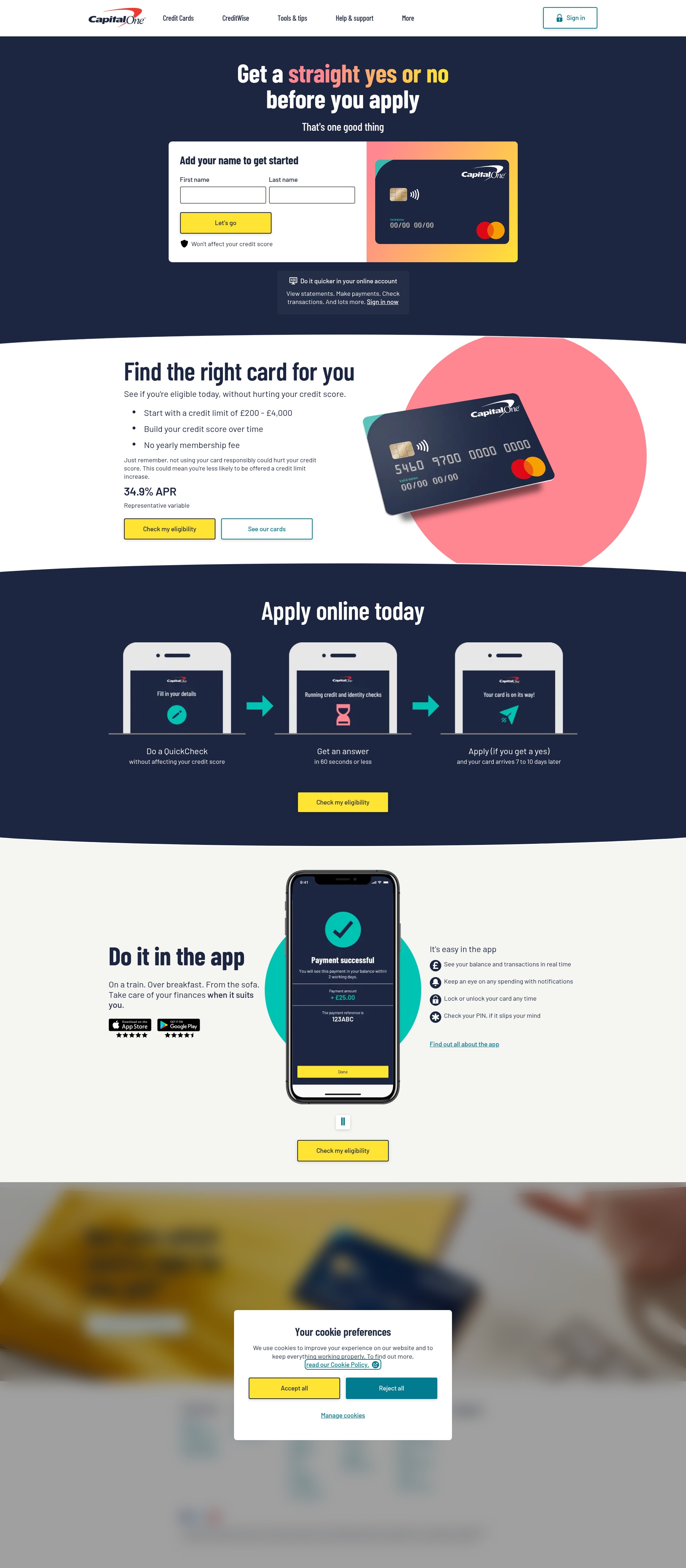 Screenshot of capitalone.co.uk