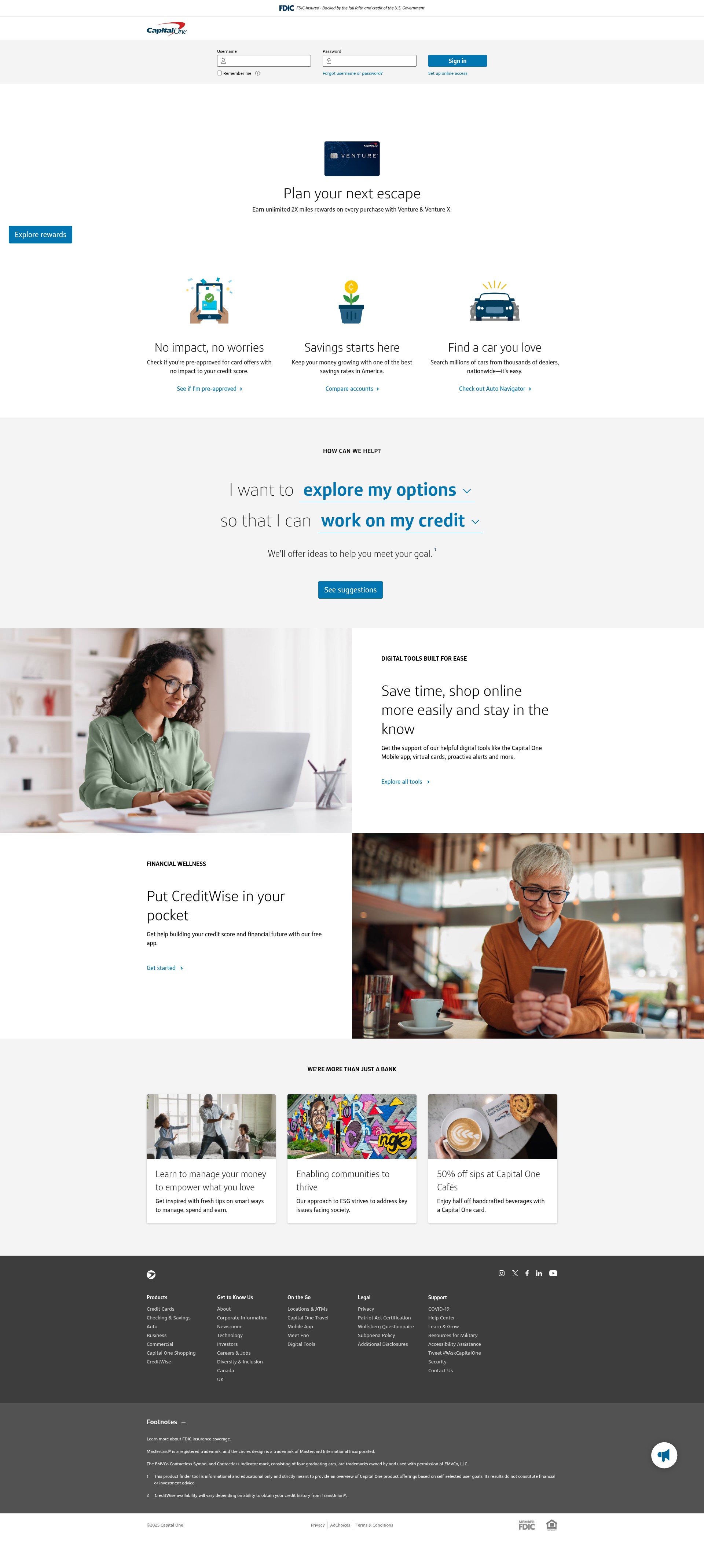Screenshot of capitalone.com