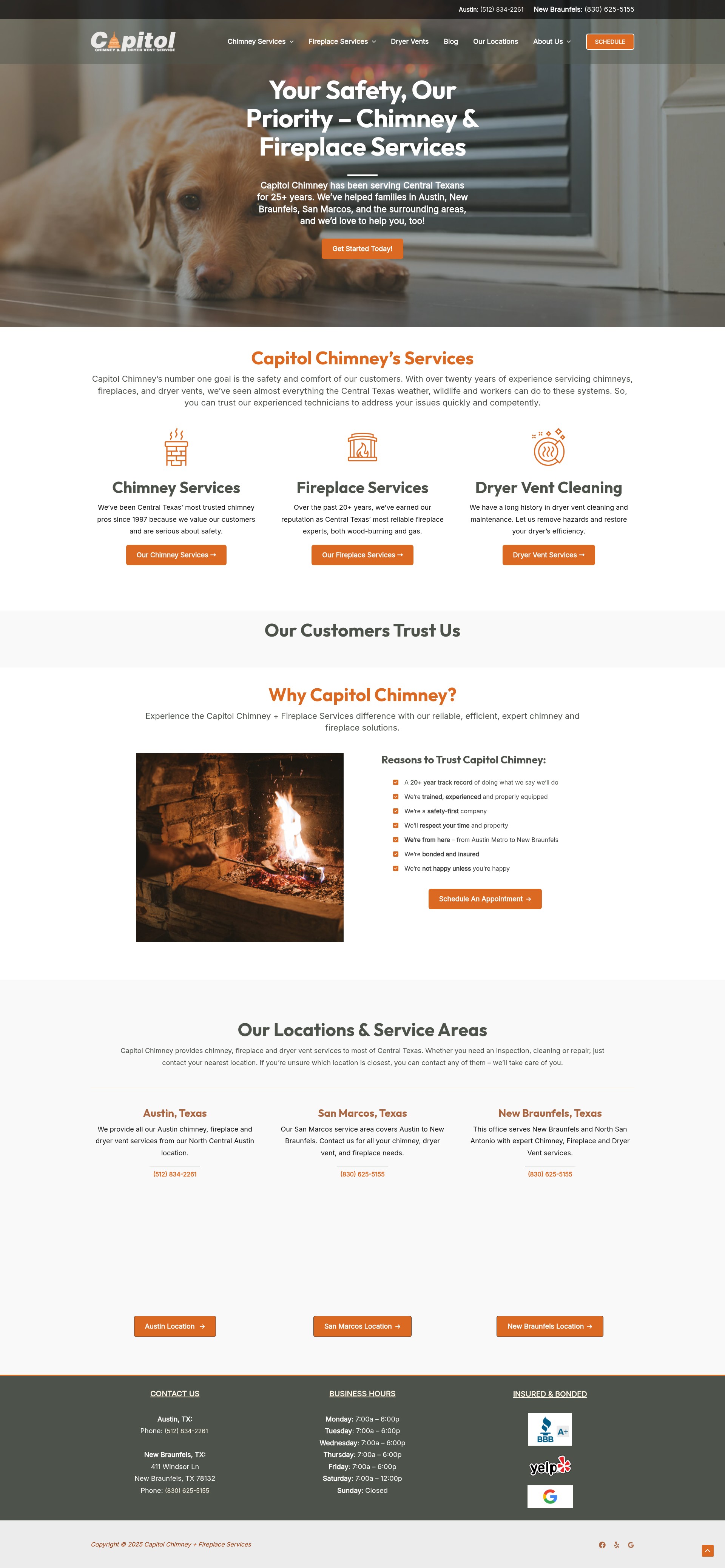 Screenshot of capitolchimney.com