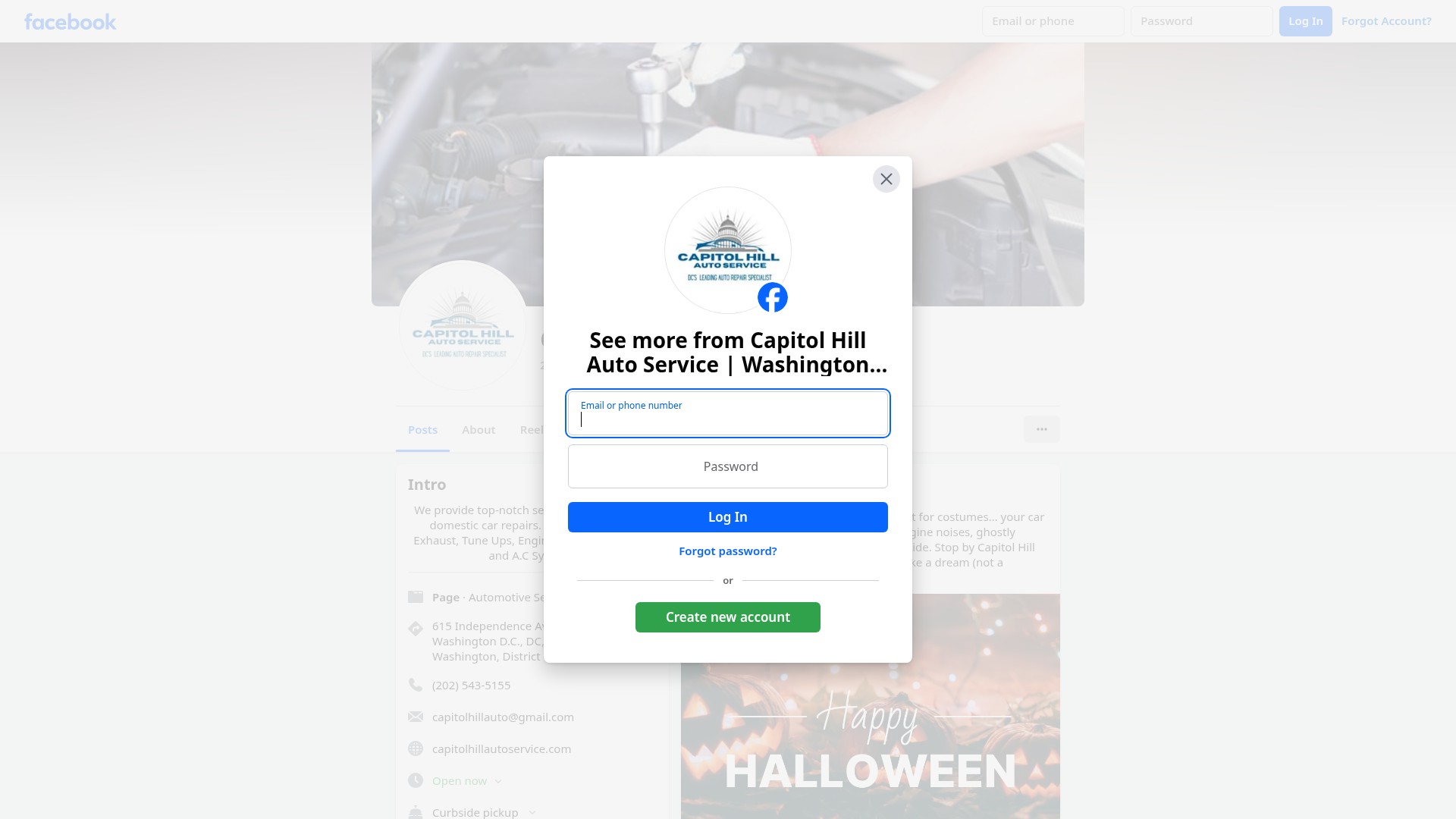 Screenshot of capitolhillautoservice.com