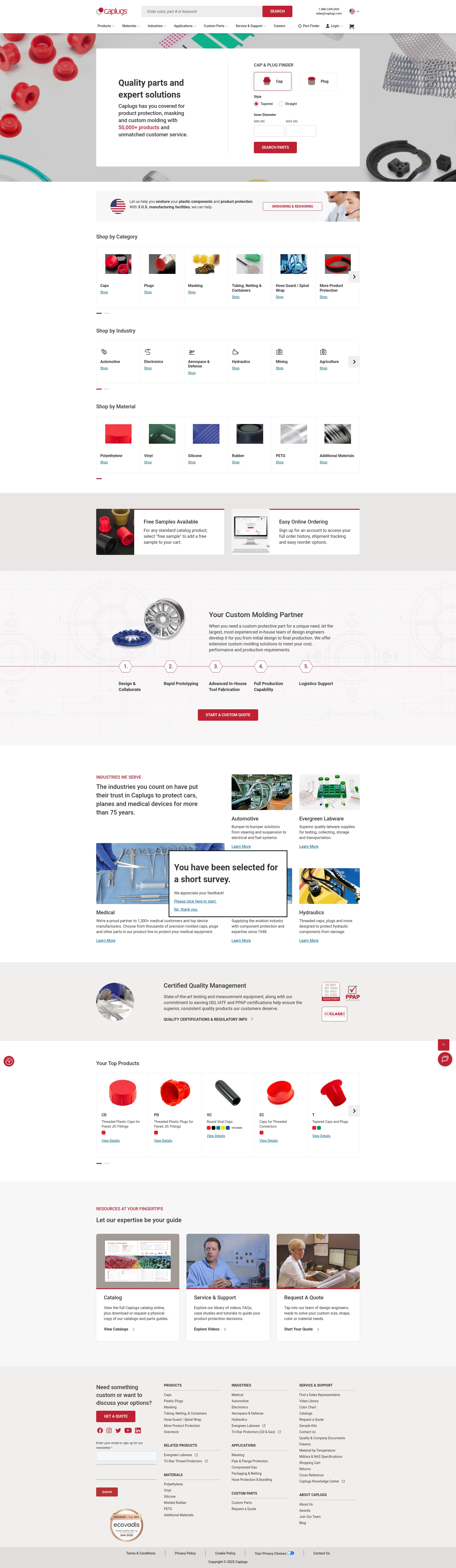 Screenshot of caplugs.com