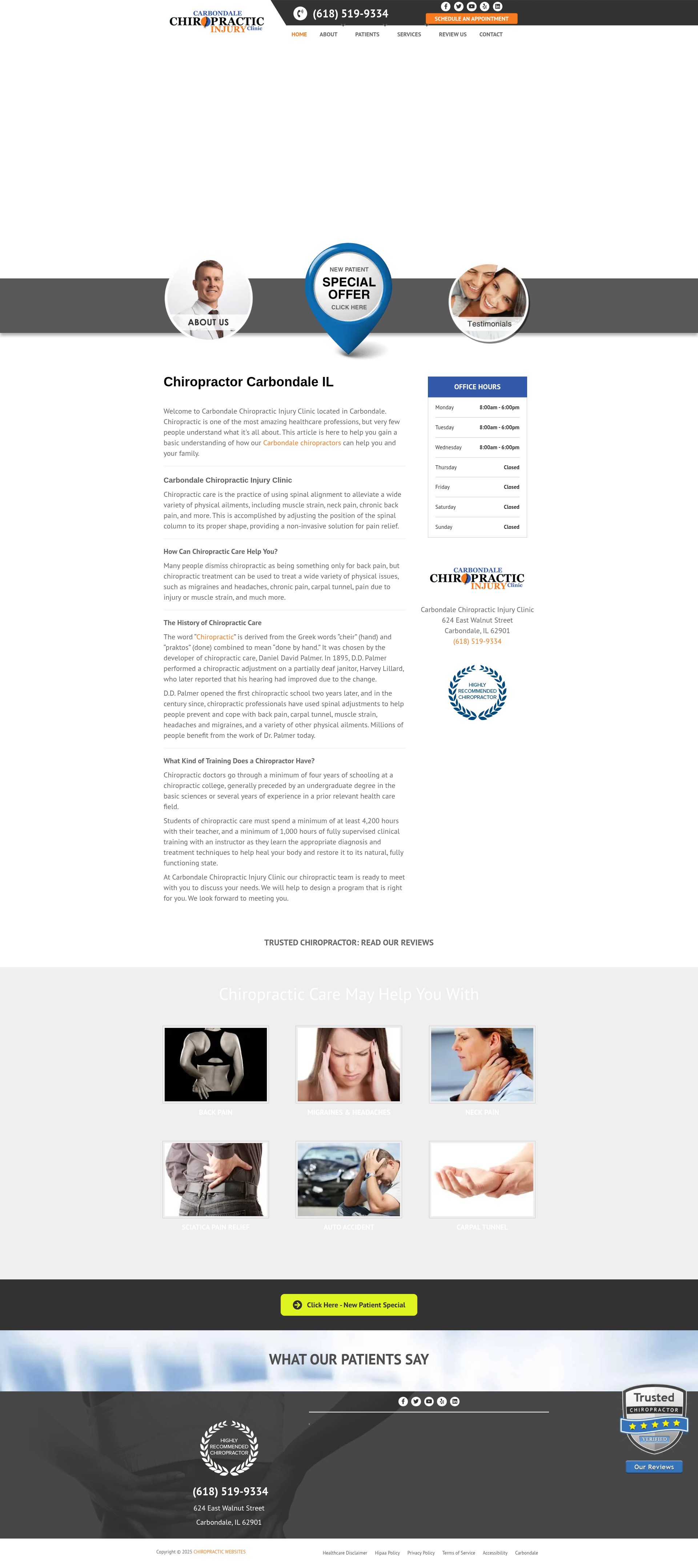 Screenshot of carbondalechiropracticinjuryclinic.com