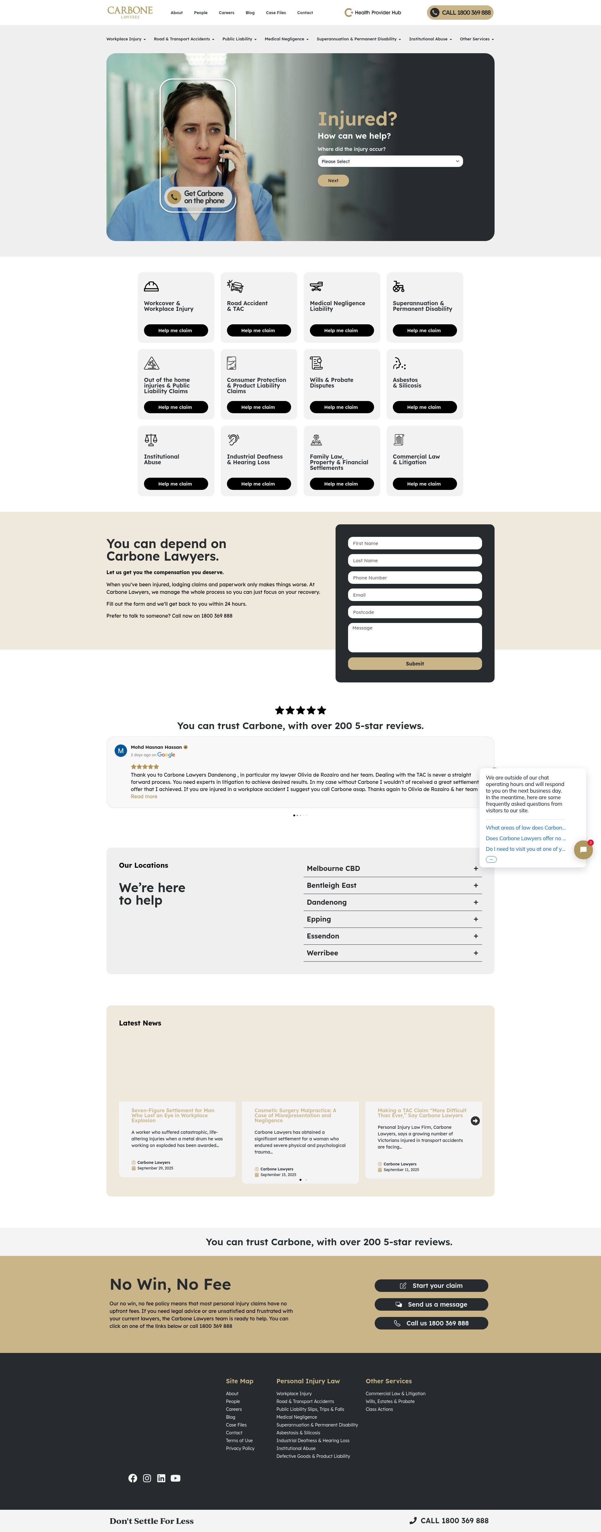 Screenshot of carbonelawyers.com.au