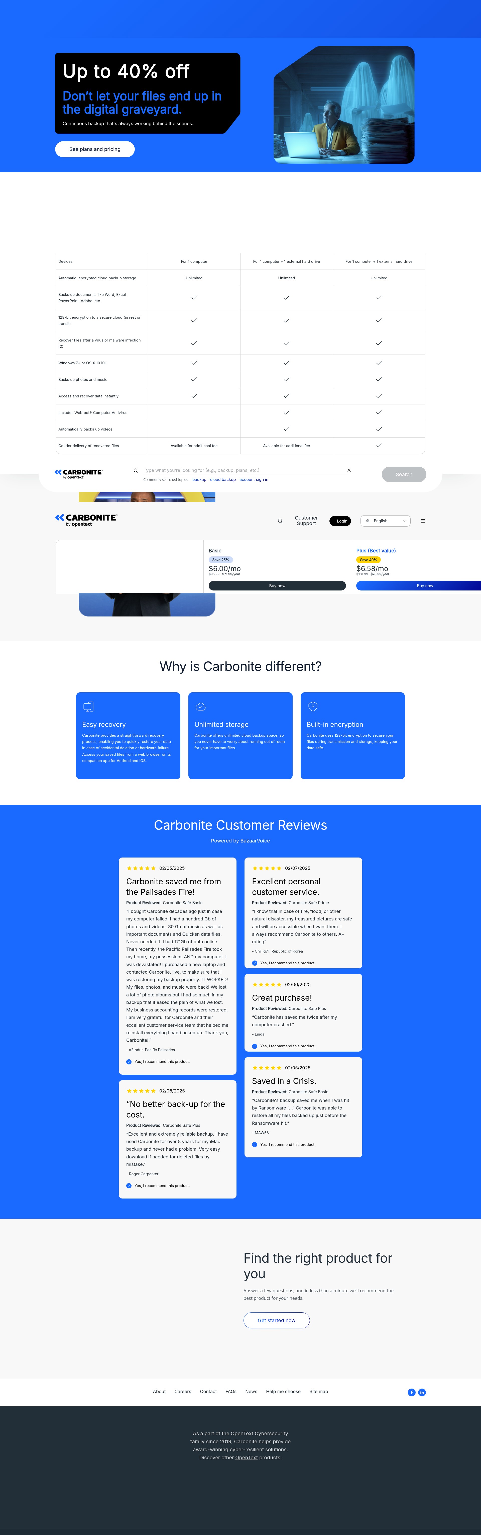 Screenshot of carbonite.com