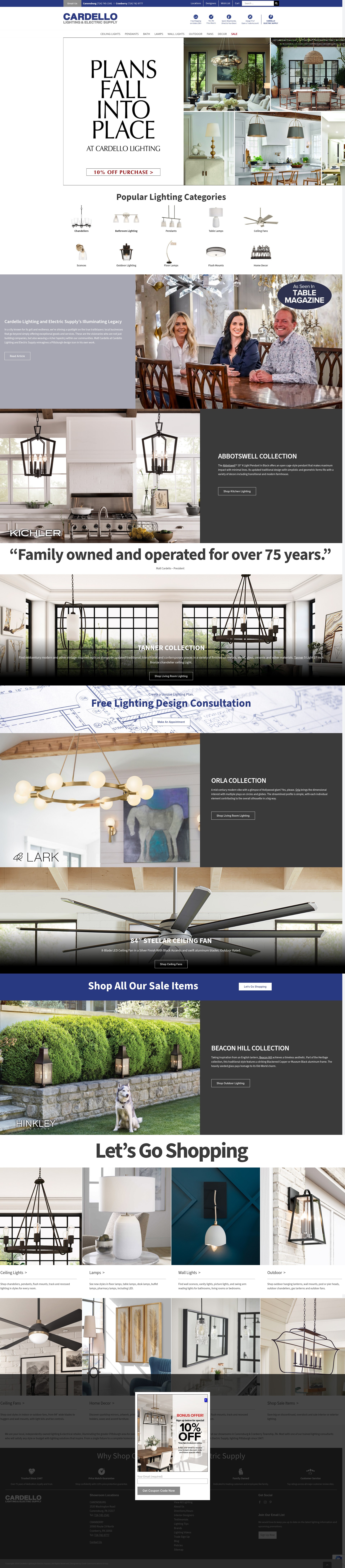 Screenshot of cardellolighting.com