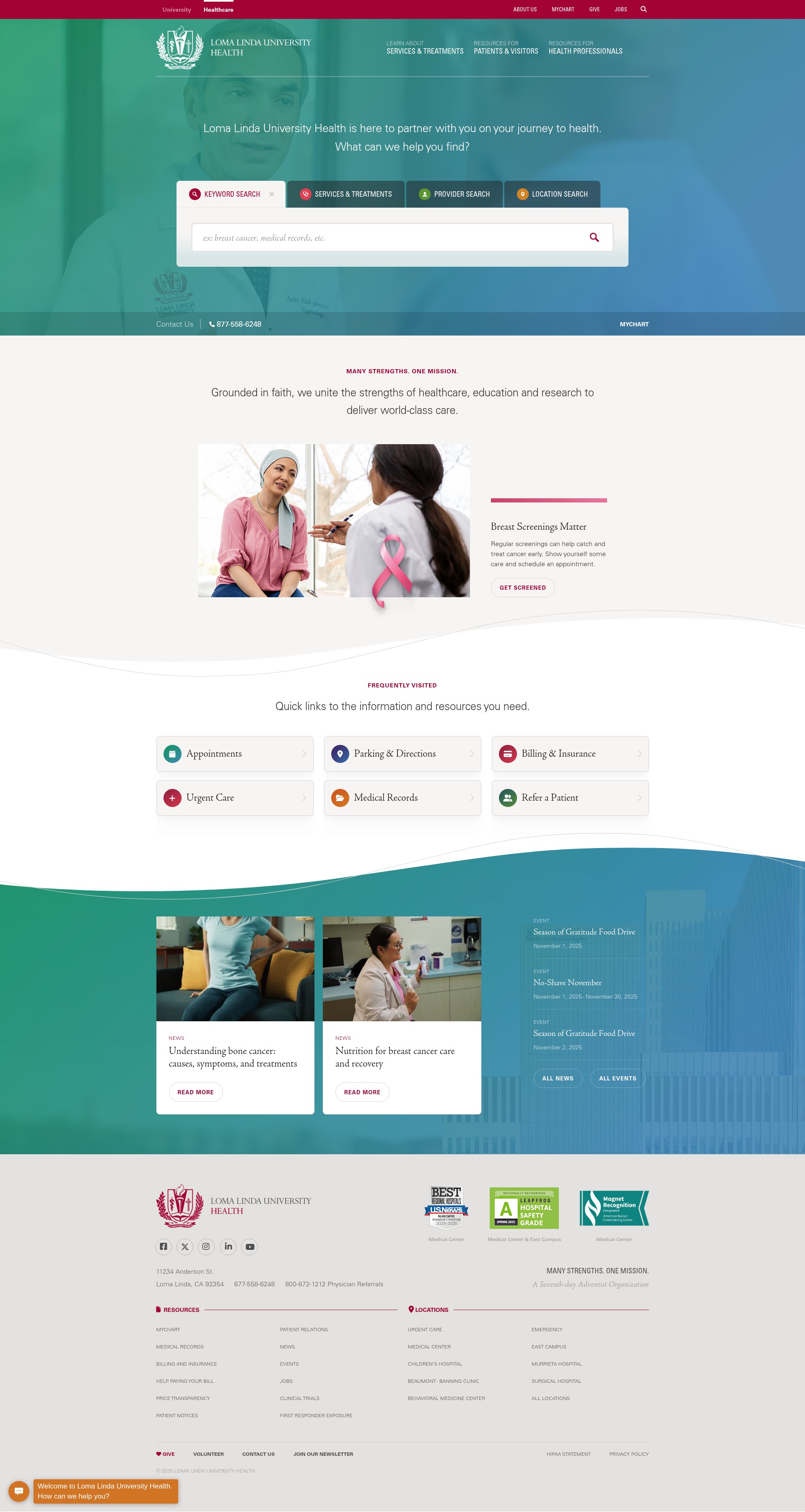 Screenshot of care.lluh.org