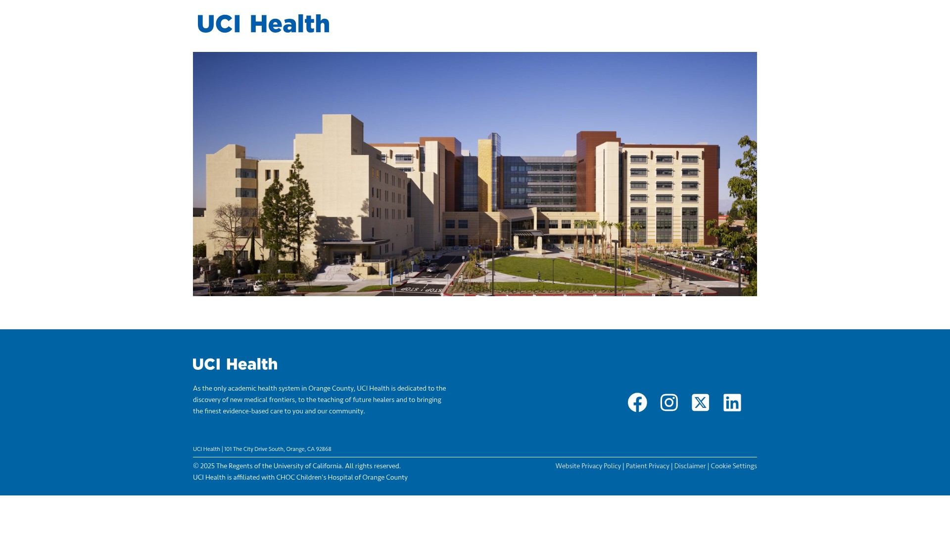 Screenshot of care.ucihealth.org