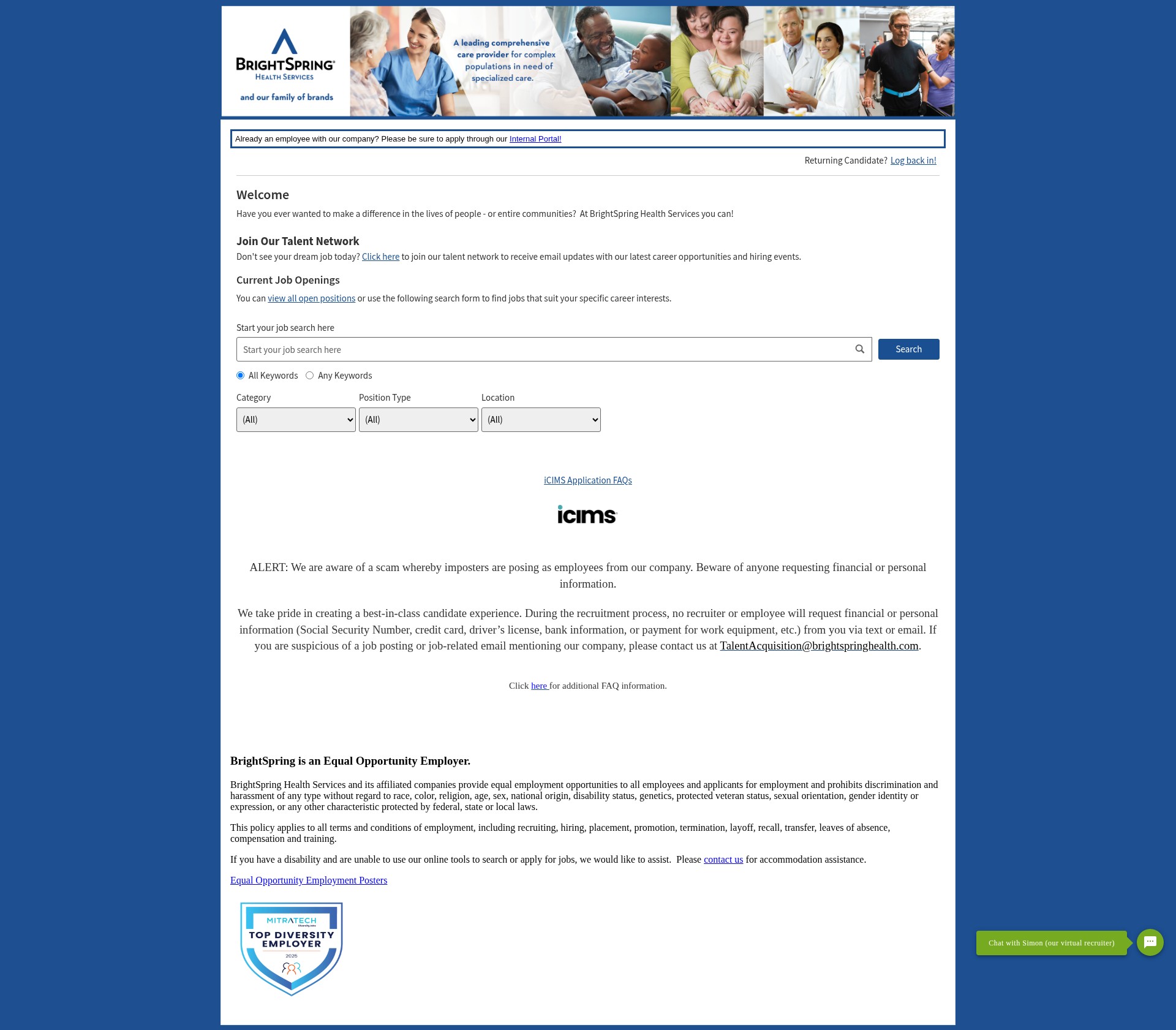Screenshot of careers-brightspring.icims.com