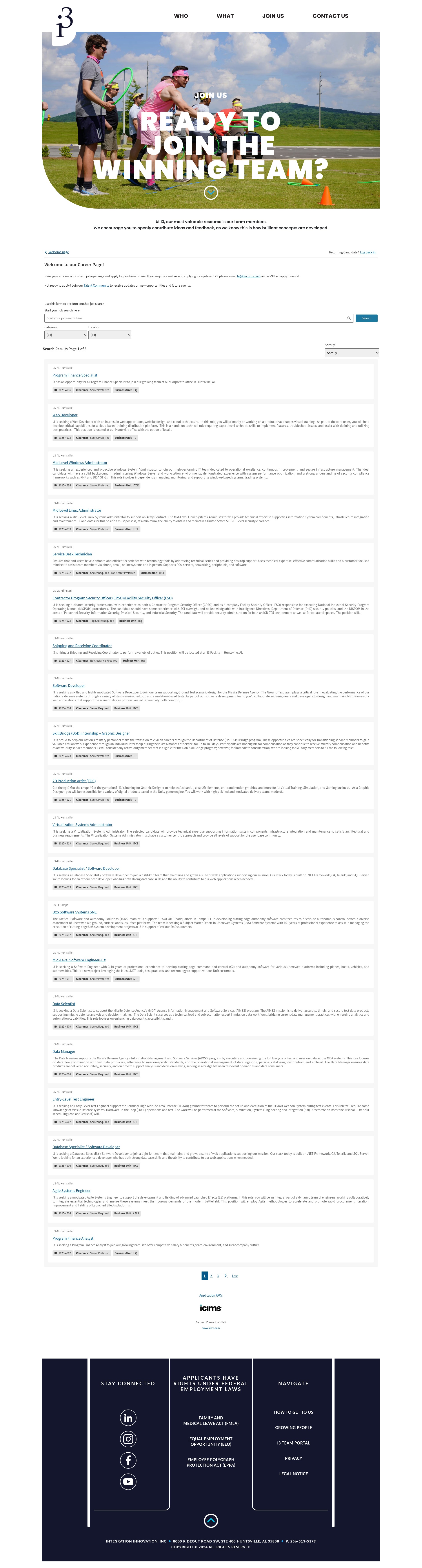 Screenshot of careers-i3-corps.icims.com