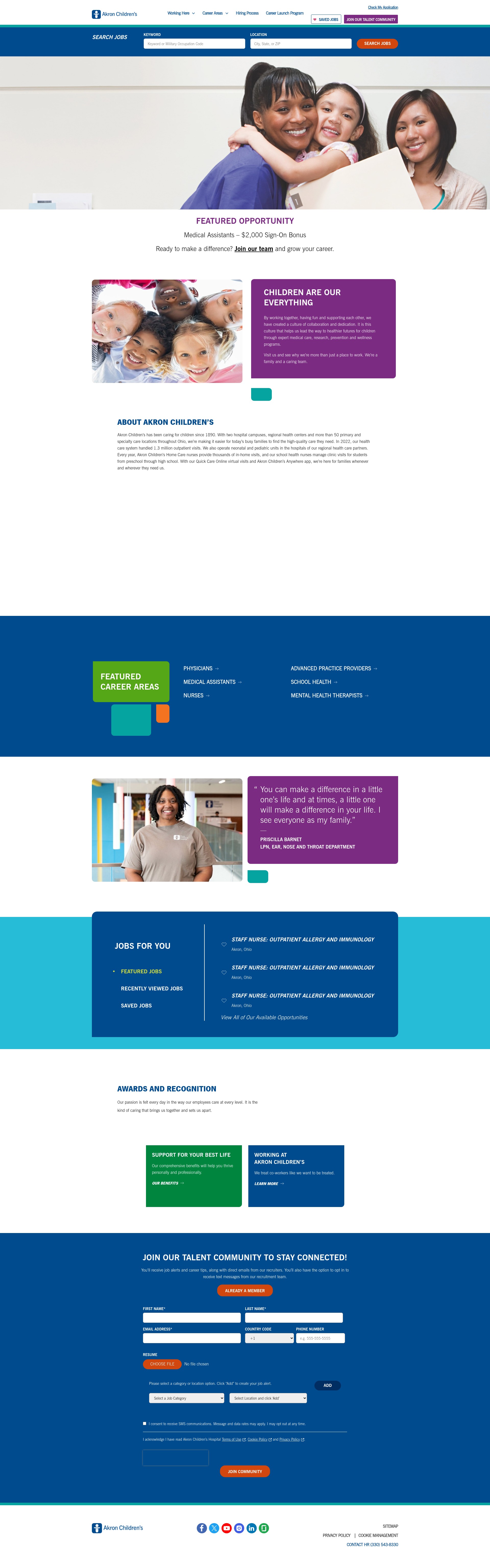 Screenshot of careers.akronchildrens.org