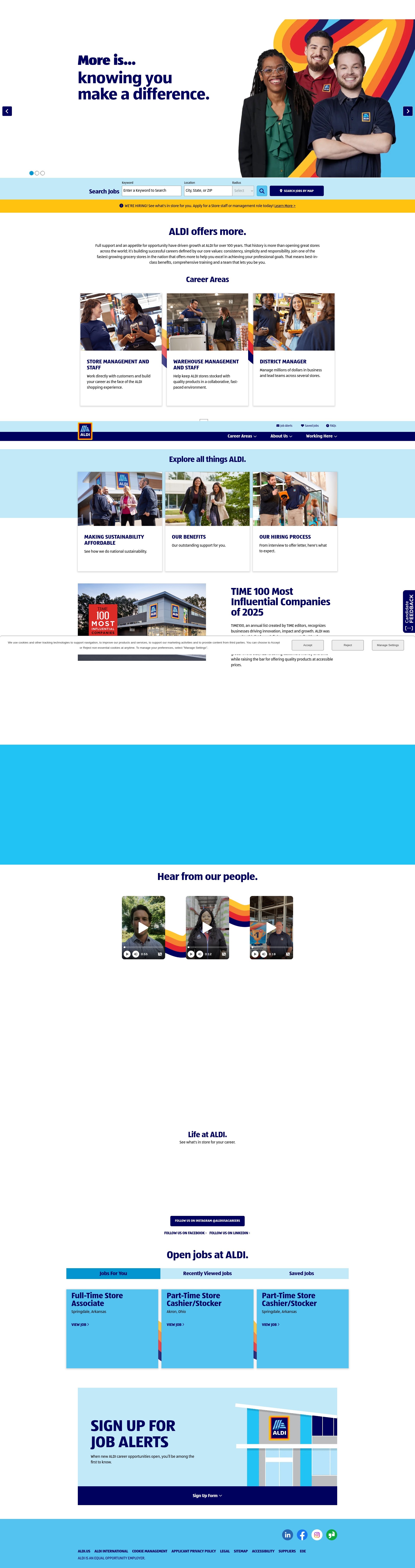 Screenshot of careers.aldi.us