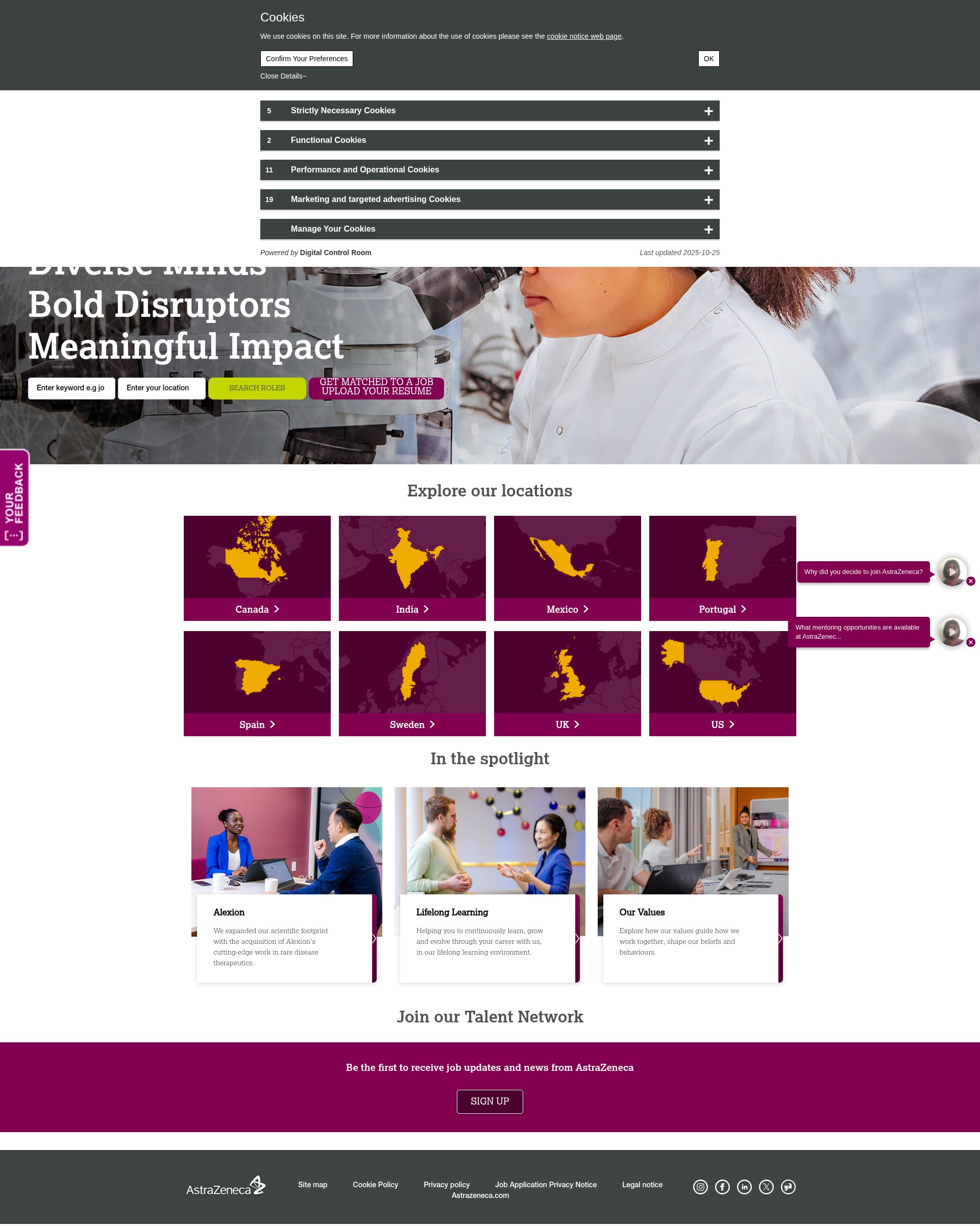 Screenshot of careers.astrazeneca.com