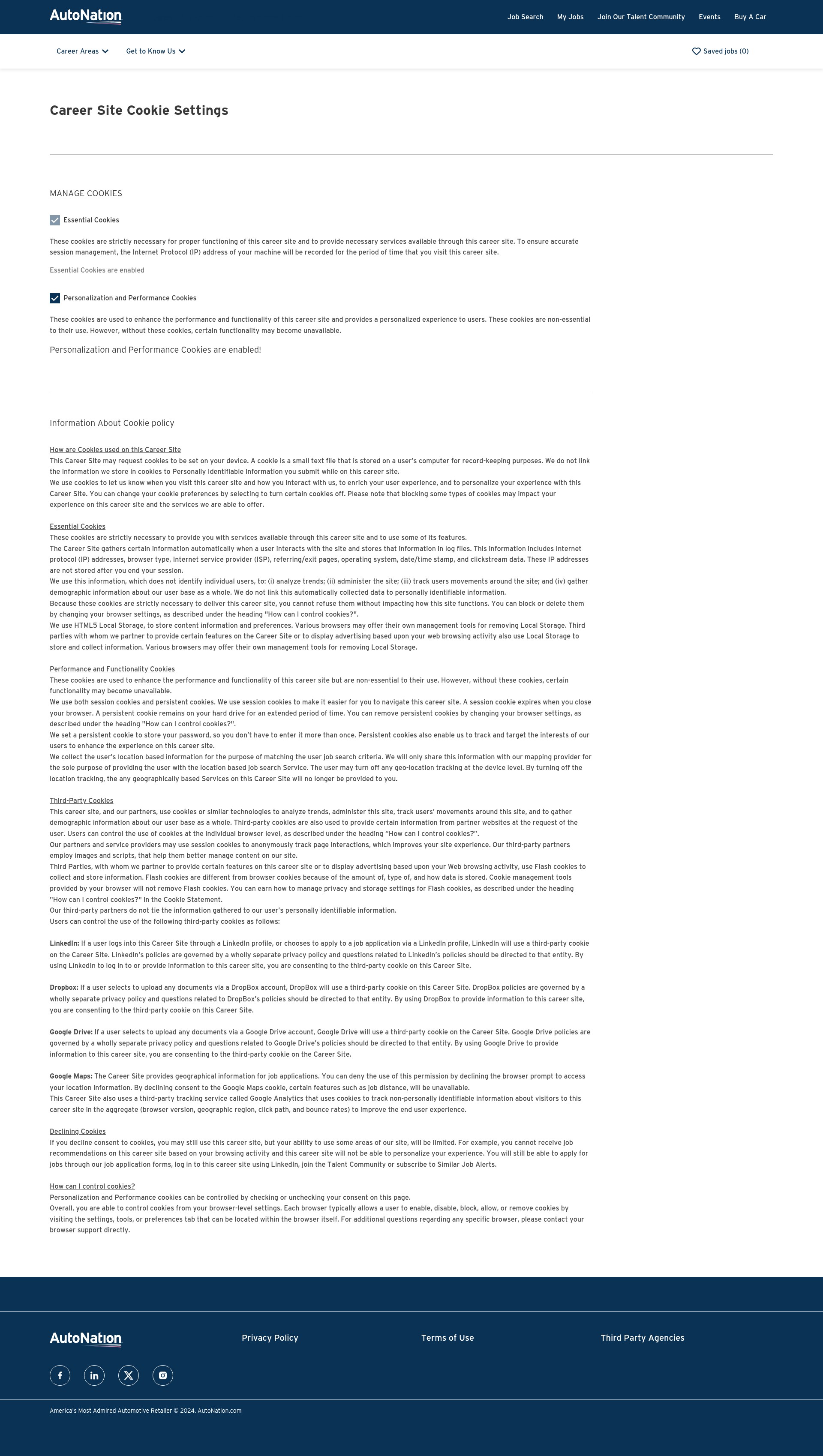 Screenshot of careers.autonation.com
