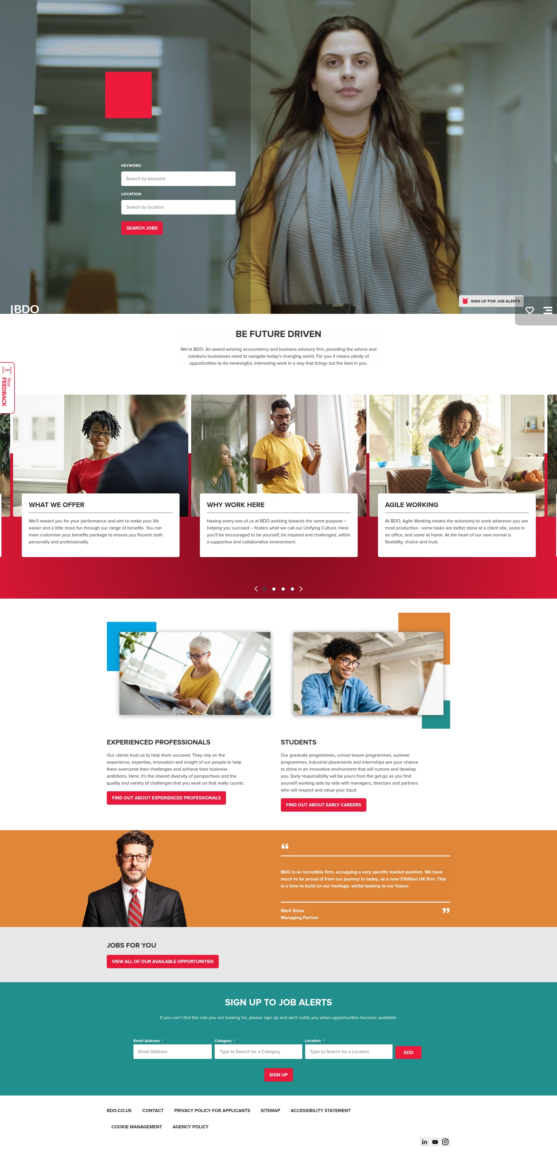 Screenshot of careers.bdo.co.uk
