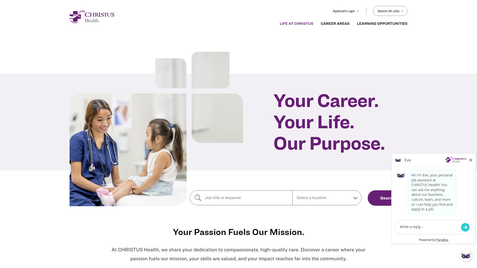 Screenshot of careers.christushealth.org