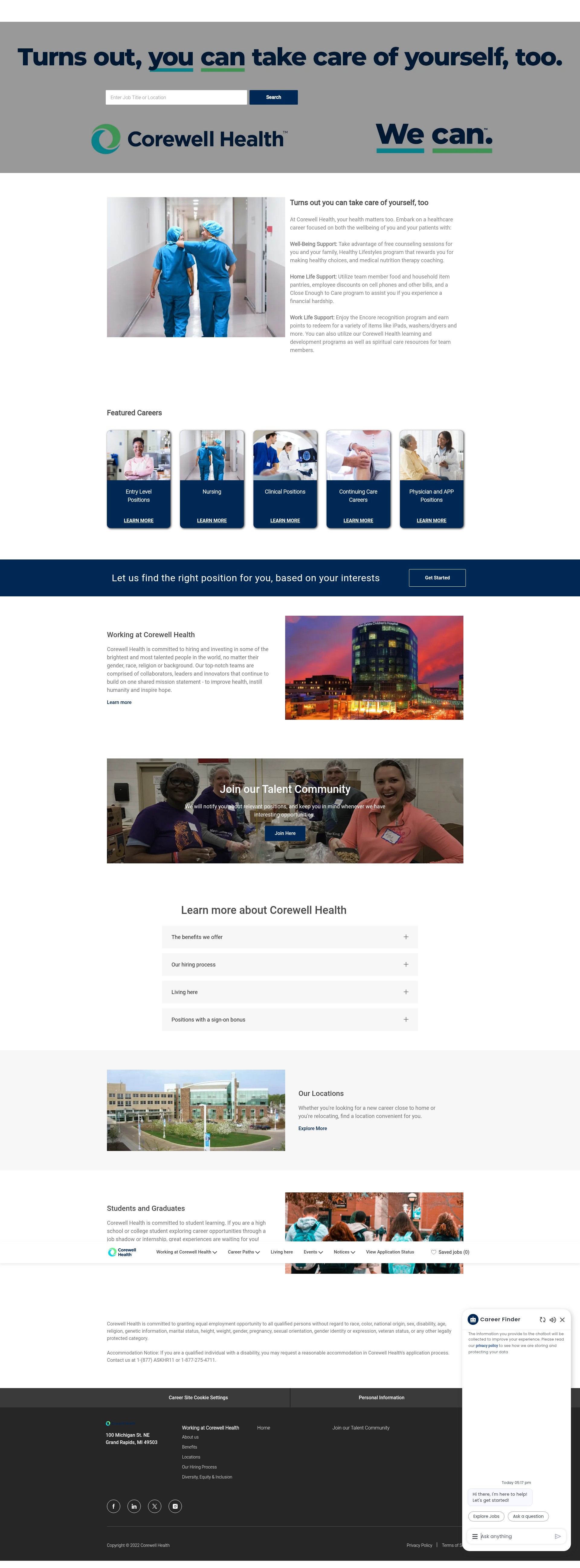 Screenshot of careers.corewellhealth.org