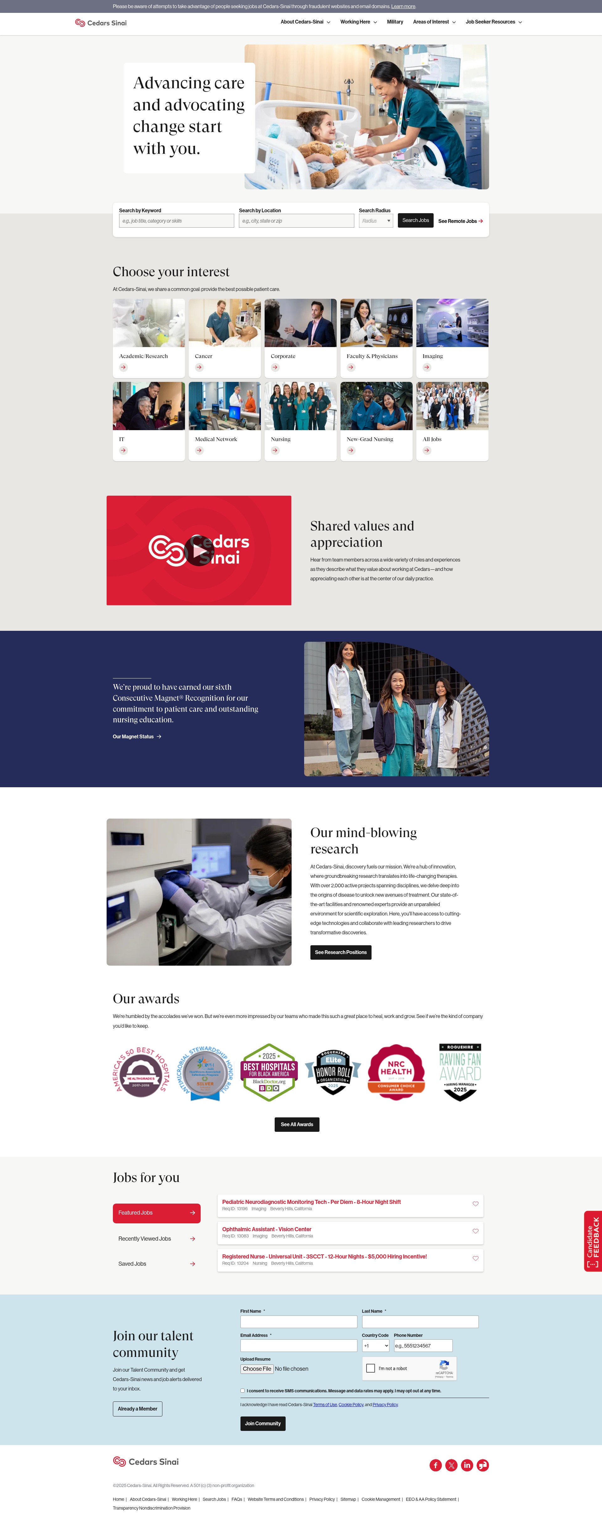 Screenshot of careers.cshs.org