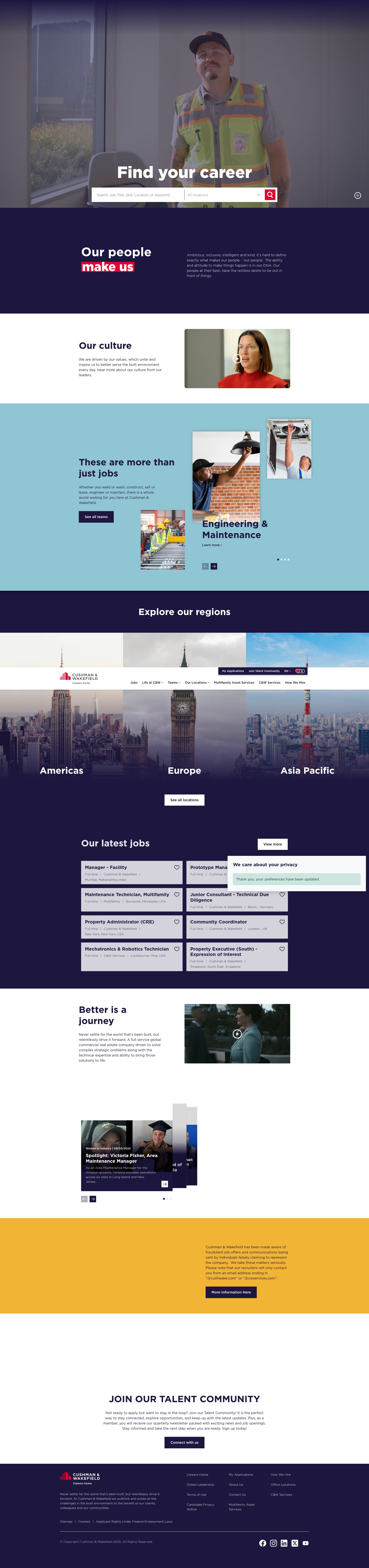 Screenshot of careers.cushmanwakefield.com