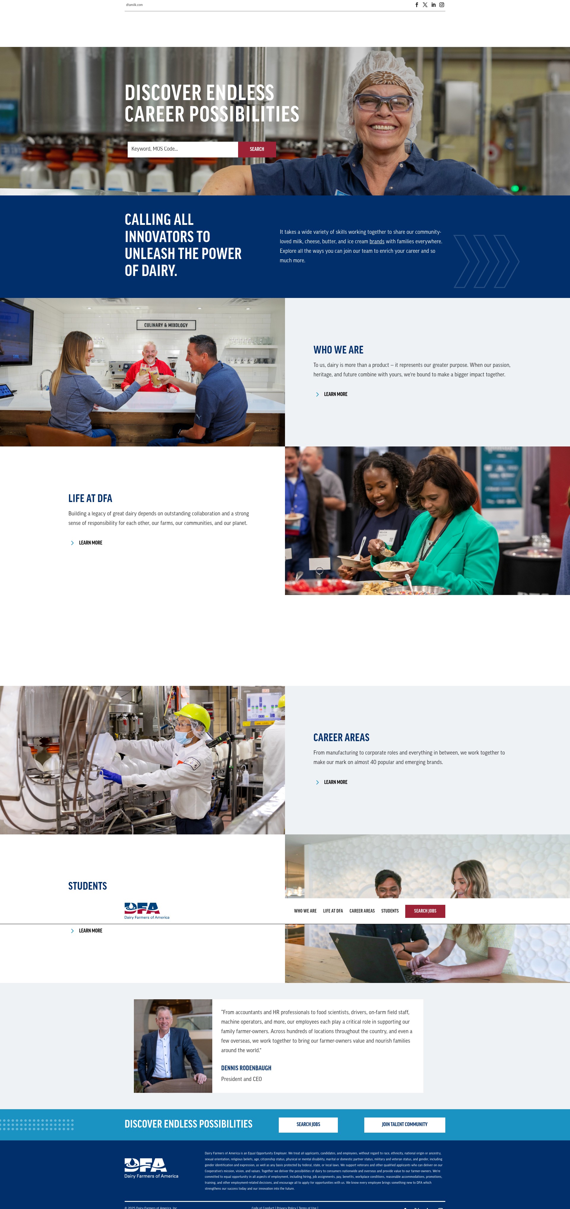 Screenshot of careers.dfamilk.com