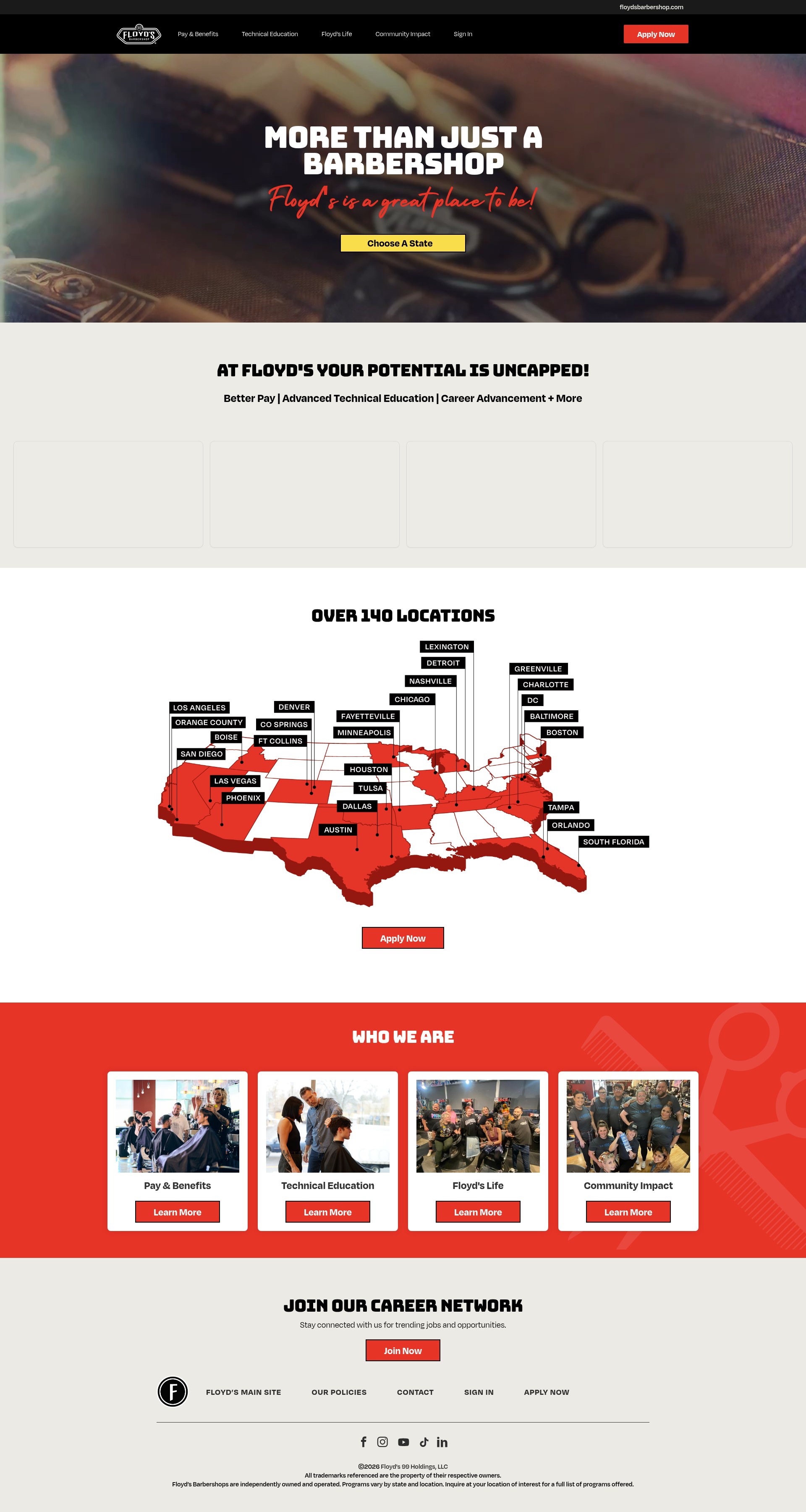 Screenshot of careers.floydsbarbershop.com