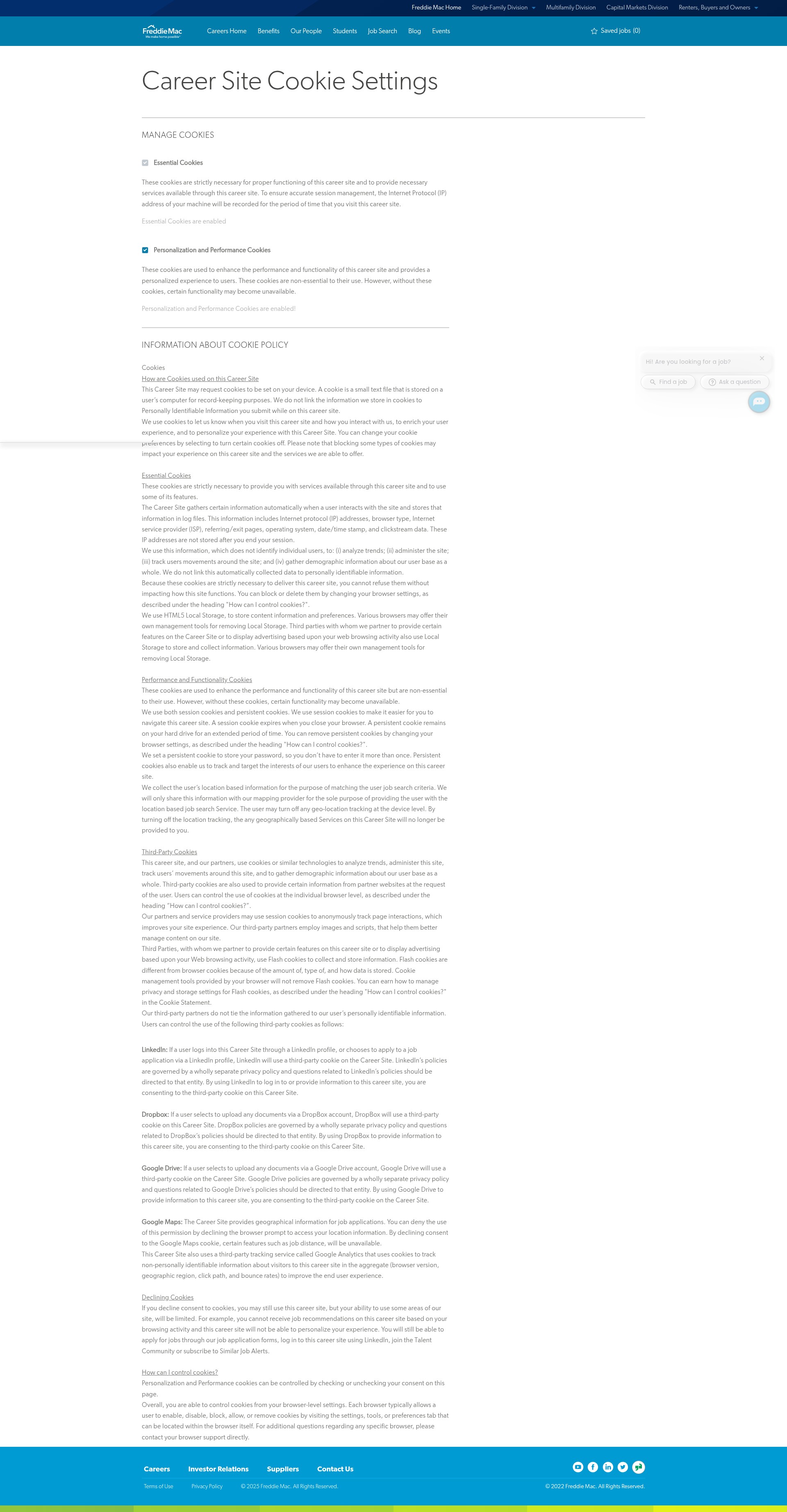 Screenshot of careers.freddiemac.com