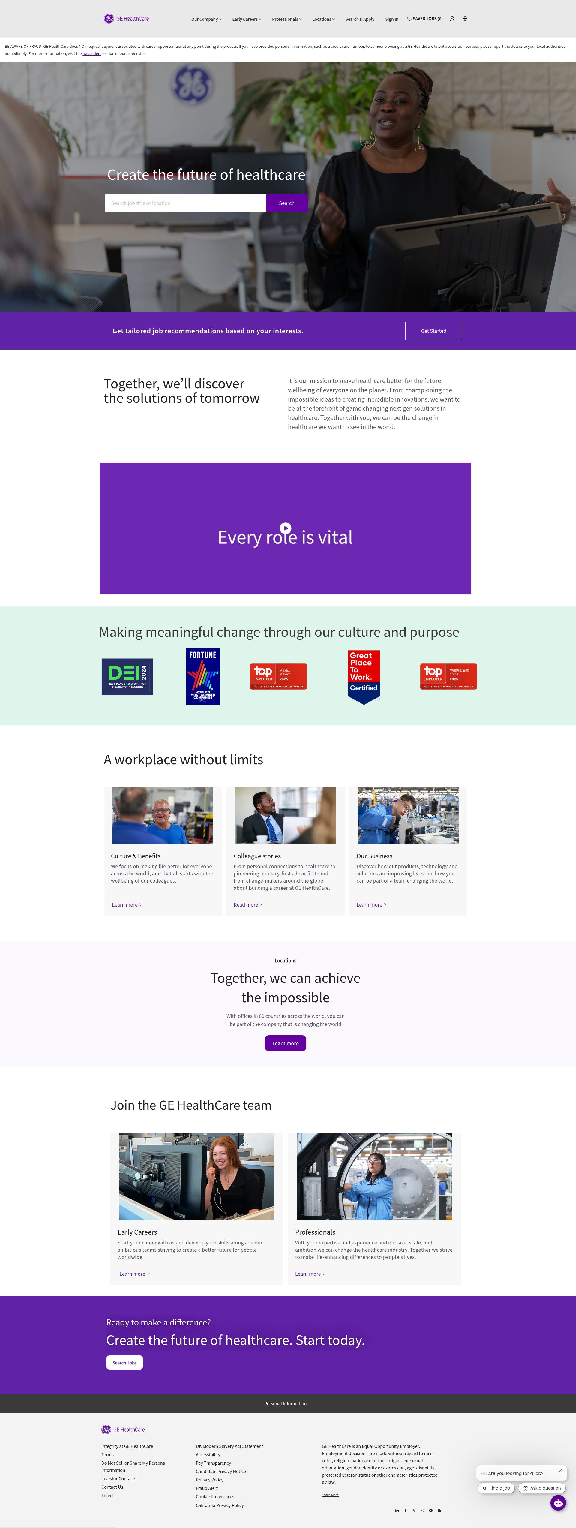 Screenshot of careers.gehealthcare.com